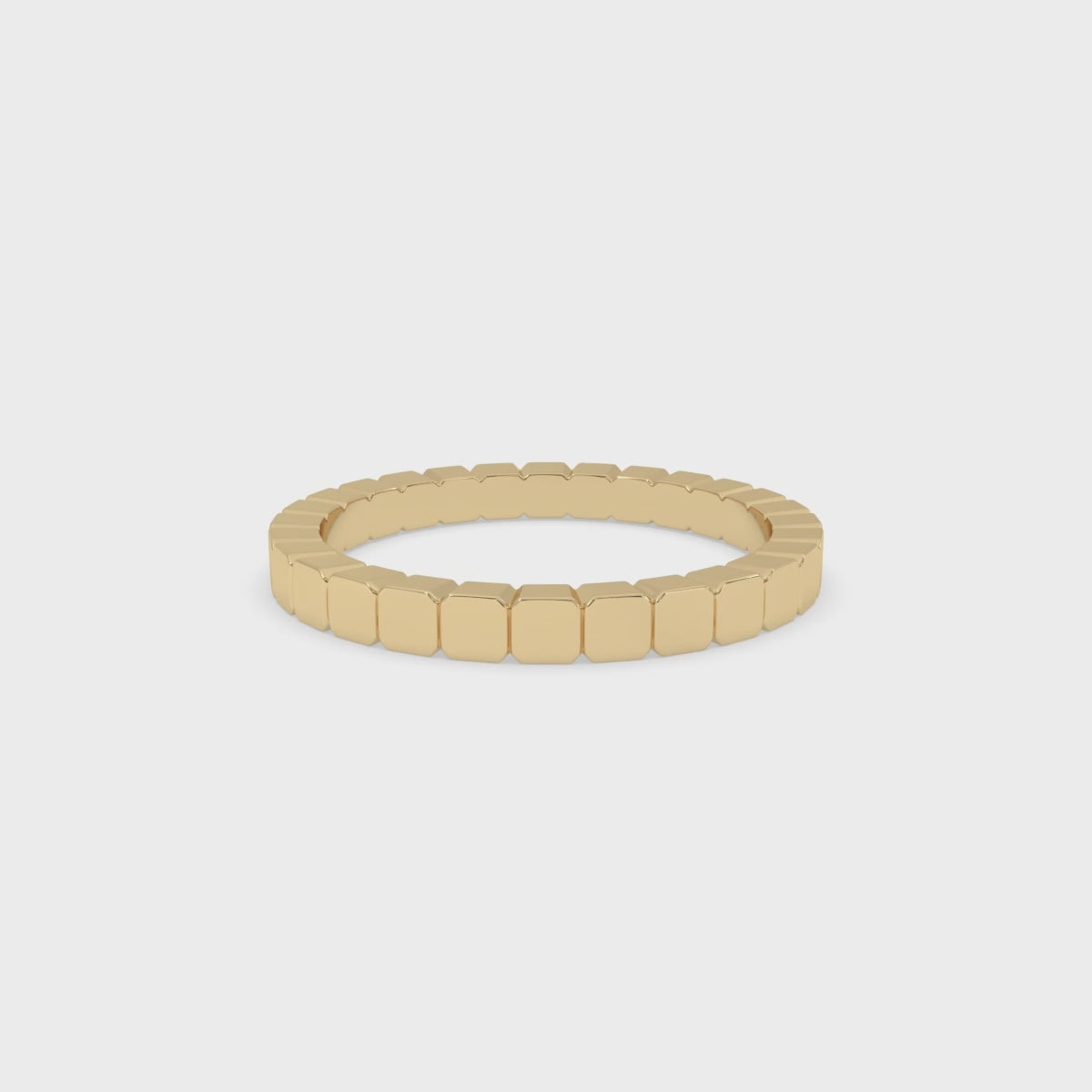 Square Bezel Box Yellow Gold Diamond Wedding Band