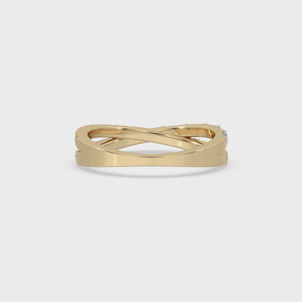 Bar Set Criss Cross Wedding Band In Yellow Gold
