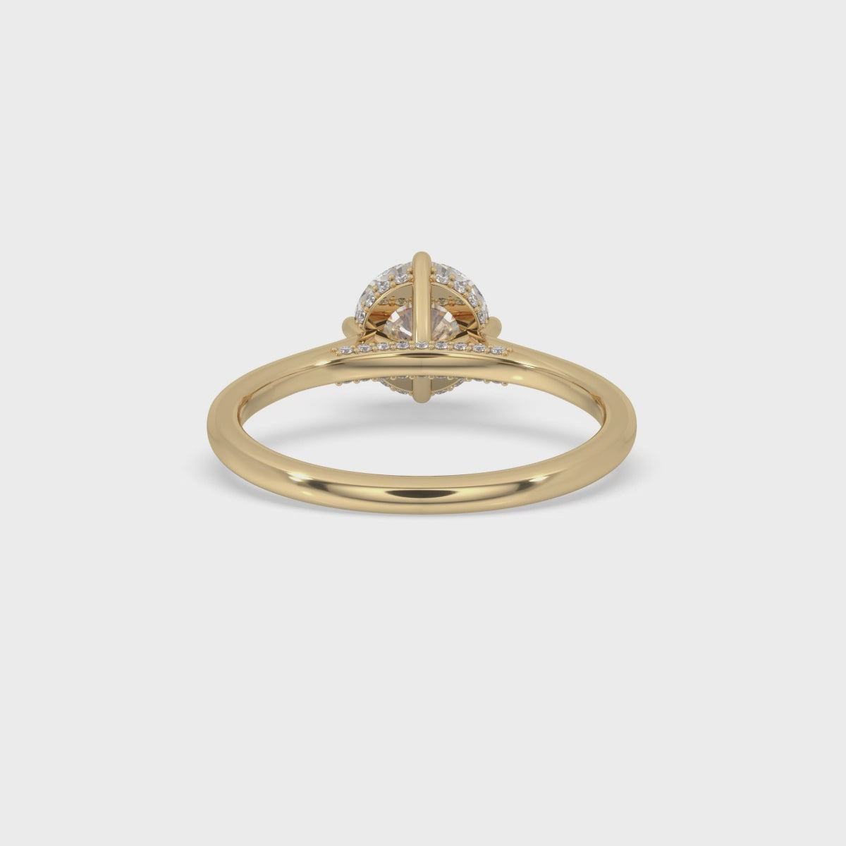 Hidden Halo Engagement Ring With Round Cut Diamond