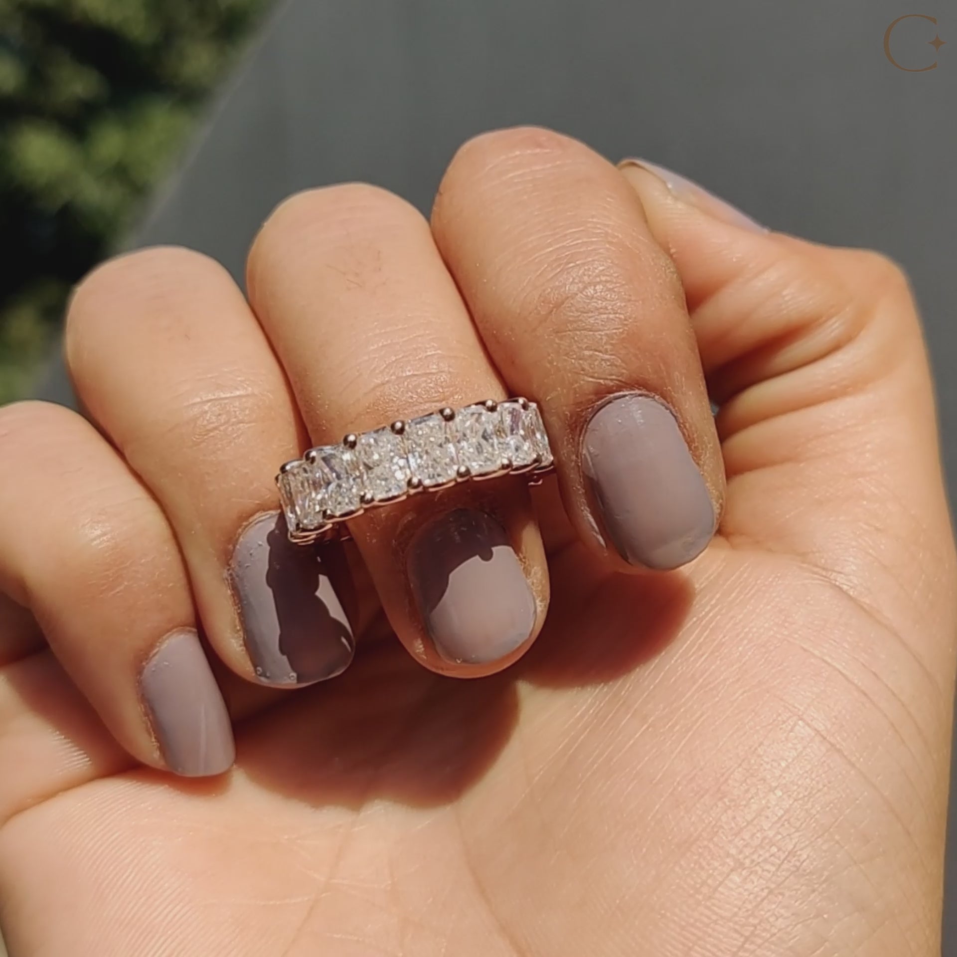 Rose Gold Radiant Cut Eternity Band
