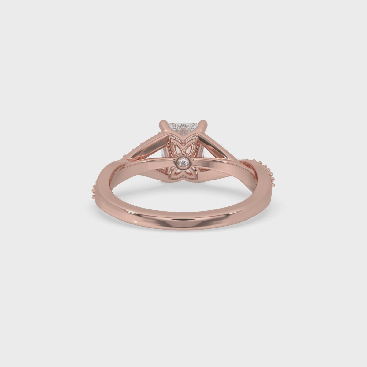 Twisted engagement ring - Emerald Cut Diamond