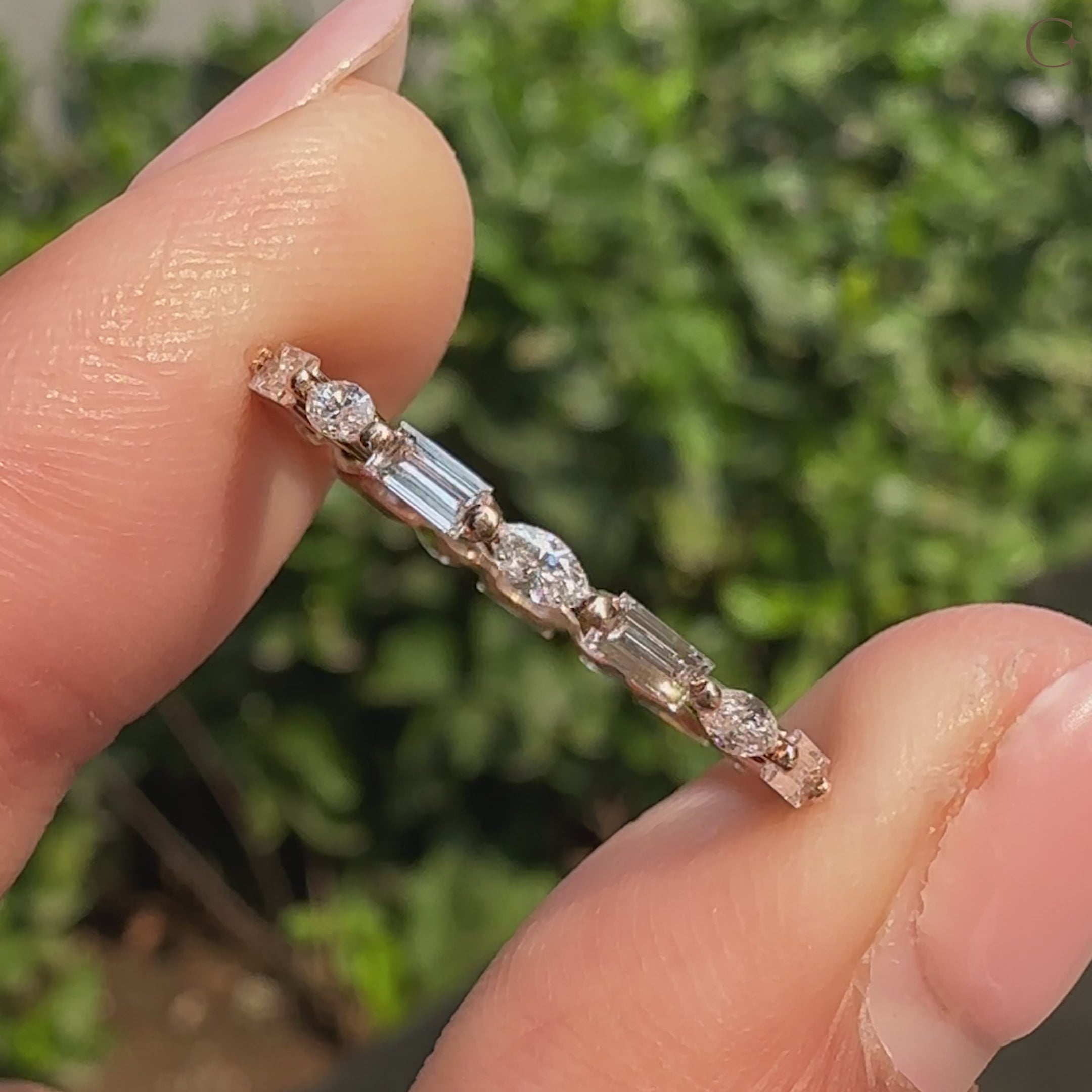 Lab grown diamond eternity band handmade.

