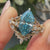 Nature Inspired Blue Dutch Marquise Ring with Wedding Band