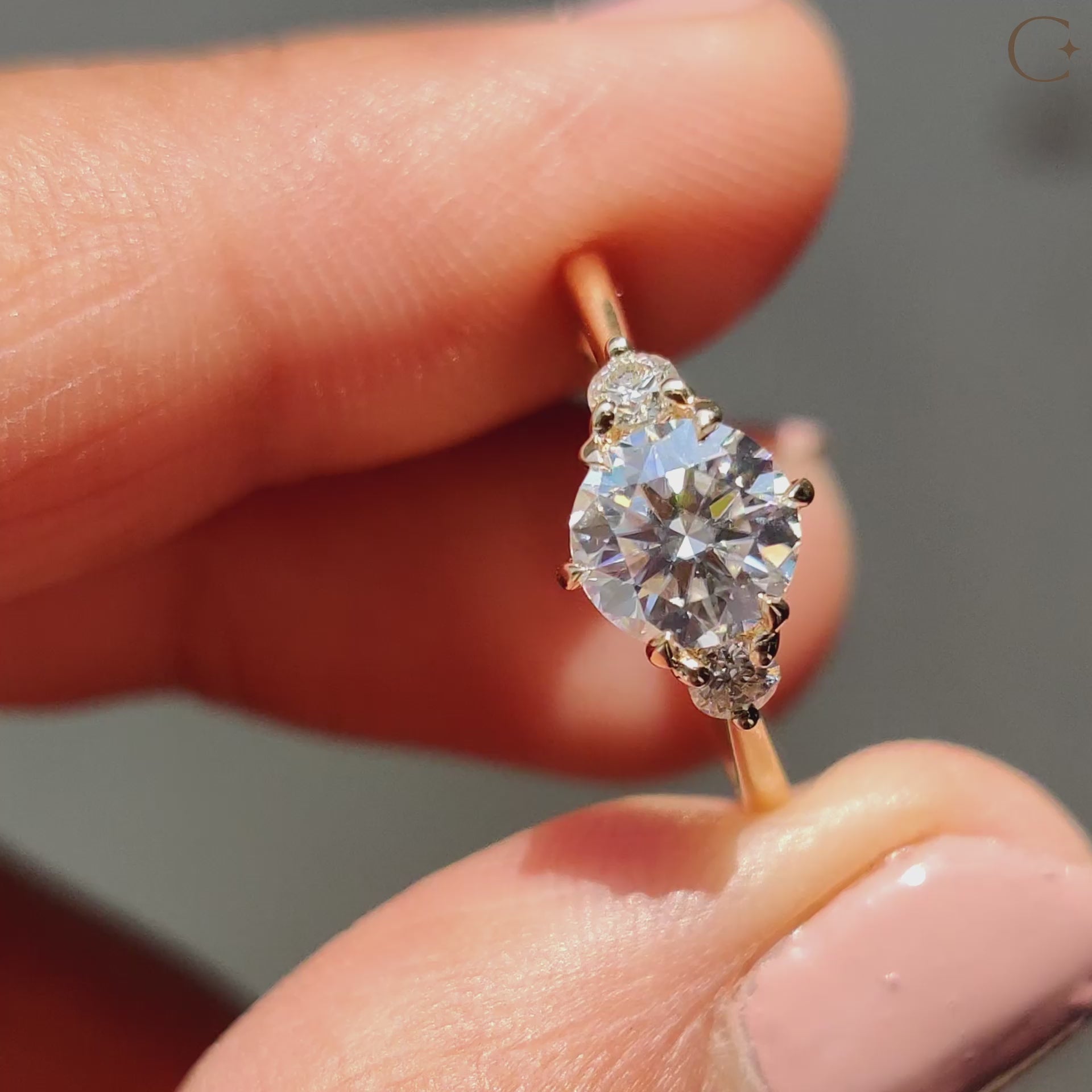 Yellow gold engagement ring with a six claw prong setting for a secure and stylish look.