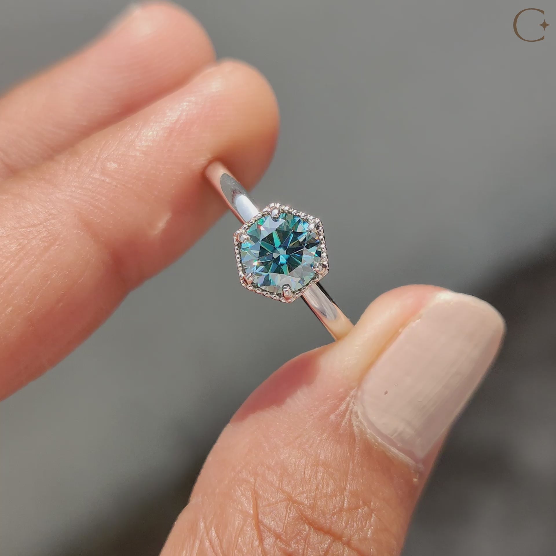 Round Cut Diamond Engagement Ring - Milgrain Bezel Setting