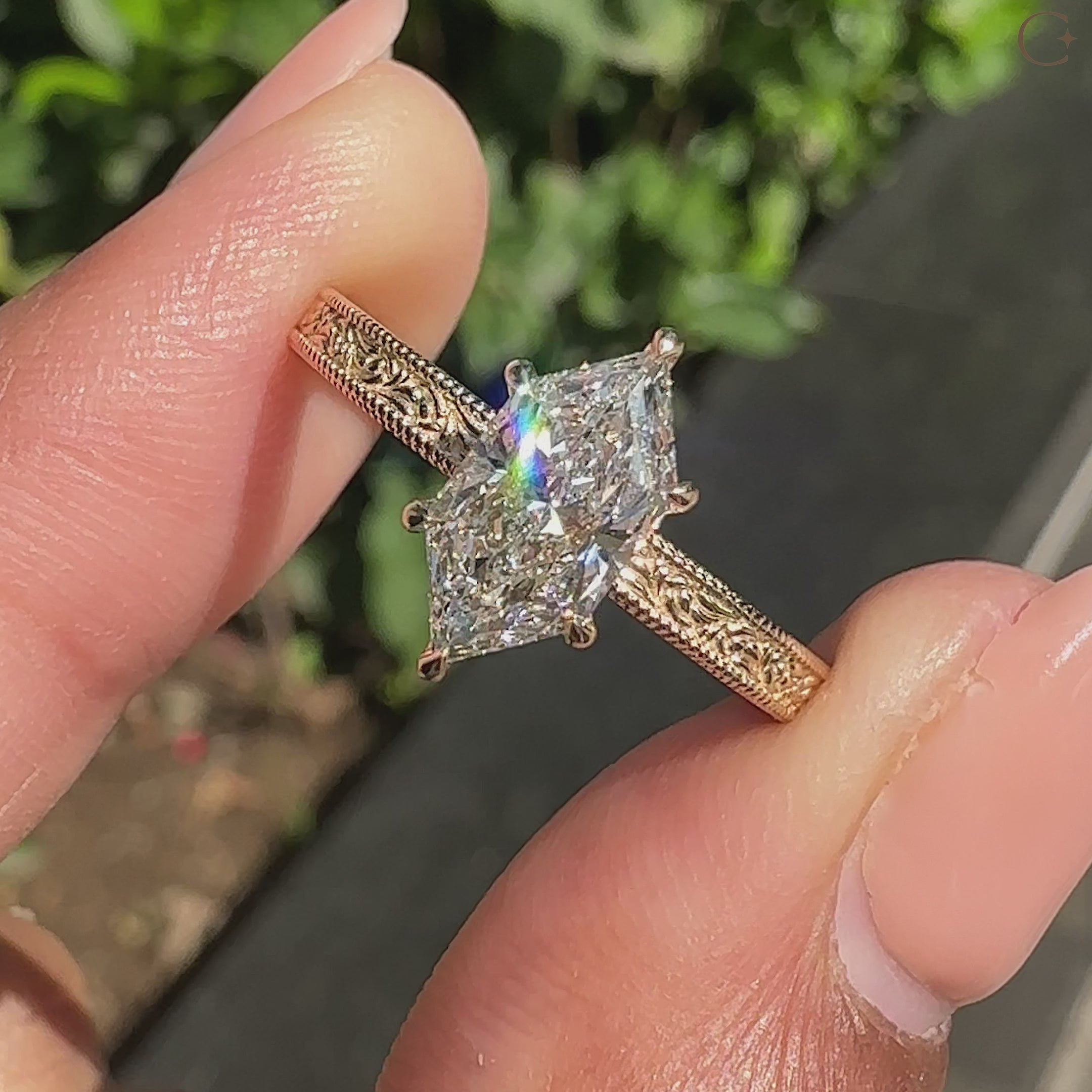 Handmade dutch marquise ring with milgrain setting.
