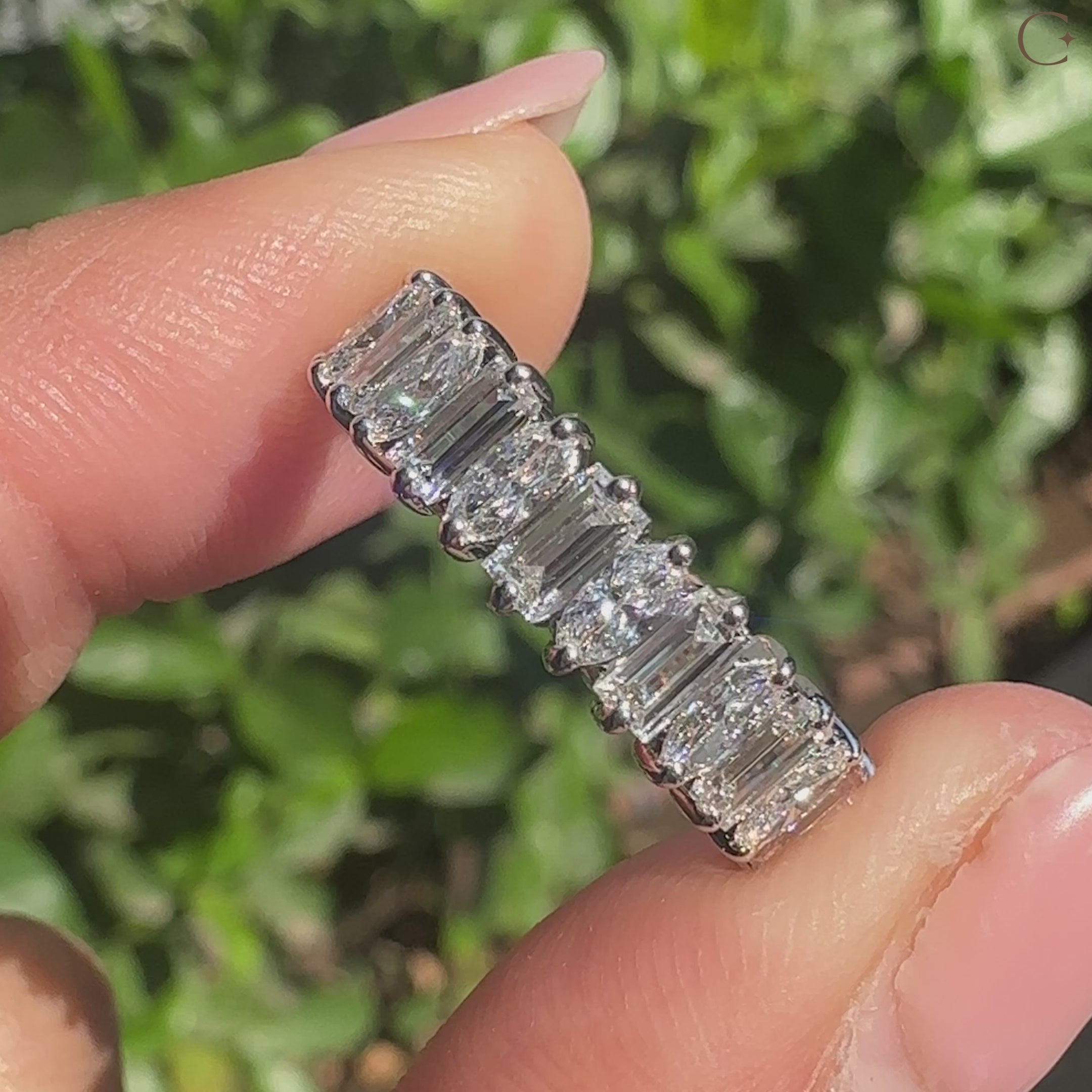 Handmade half eternity band with lab grown diamond
