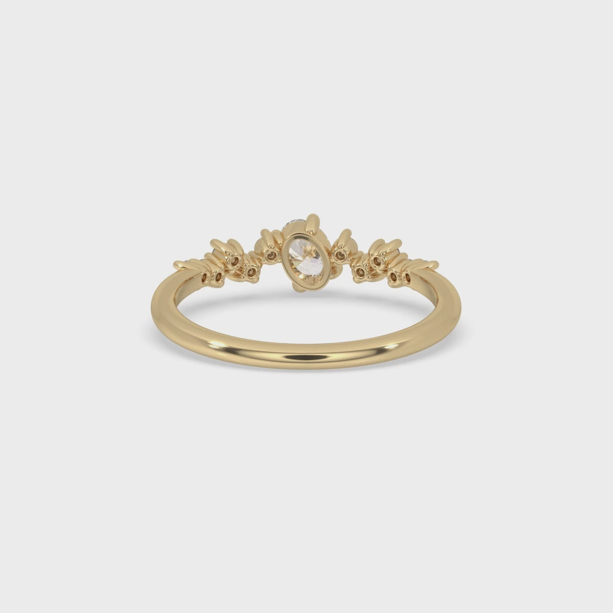Oval Diamond Wedding Band - Zig Zag Style