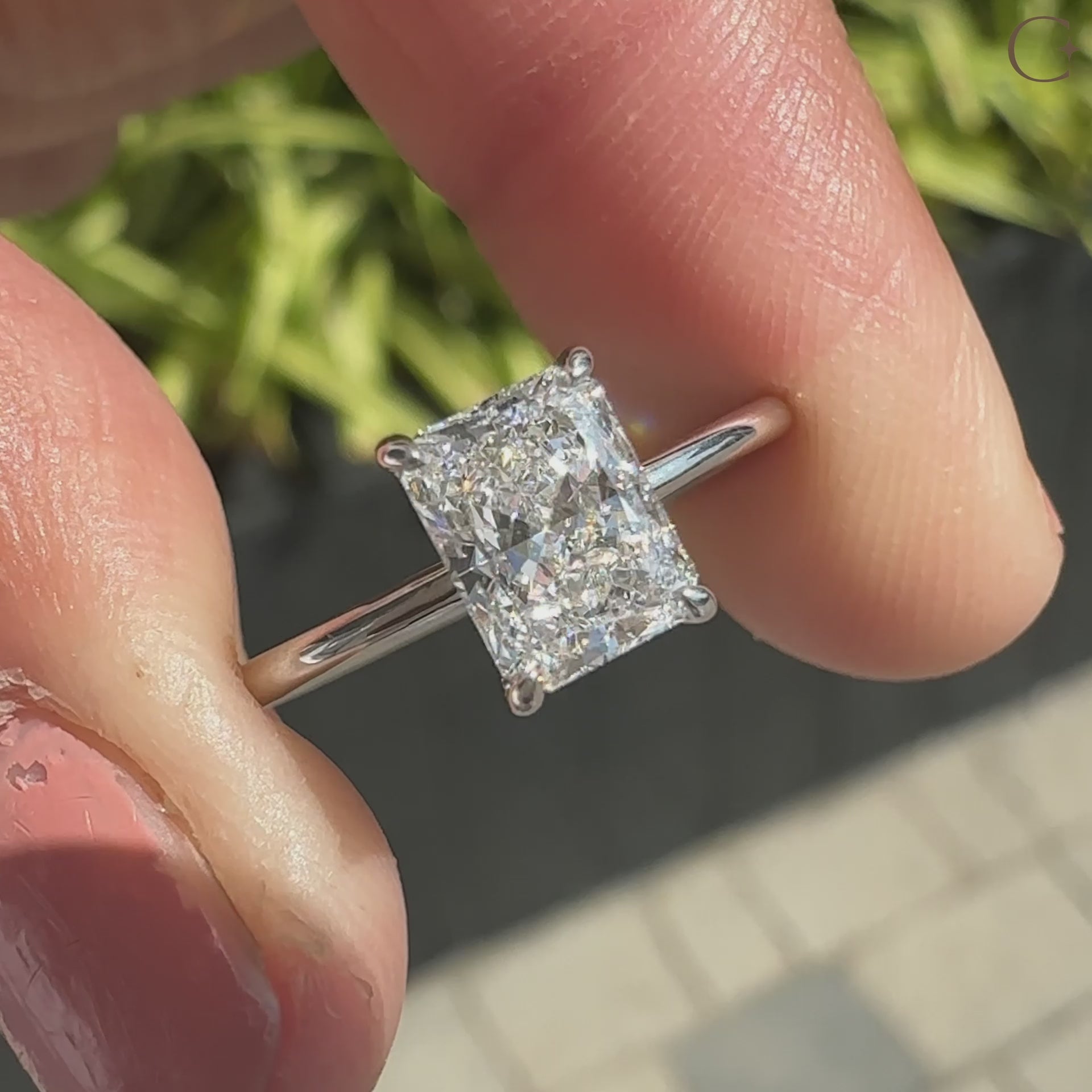Radiant Cut Ring In White Gold