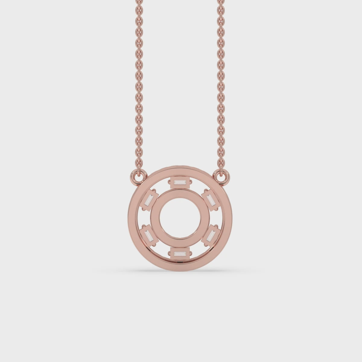 Baguette Cut Diamond Rose Gold Pendant - Classic Charm