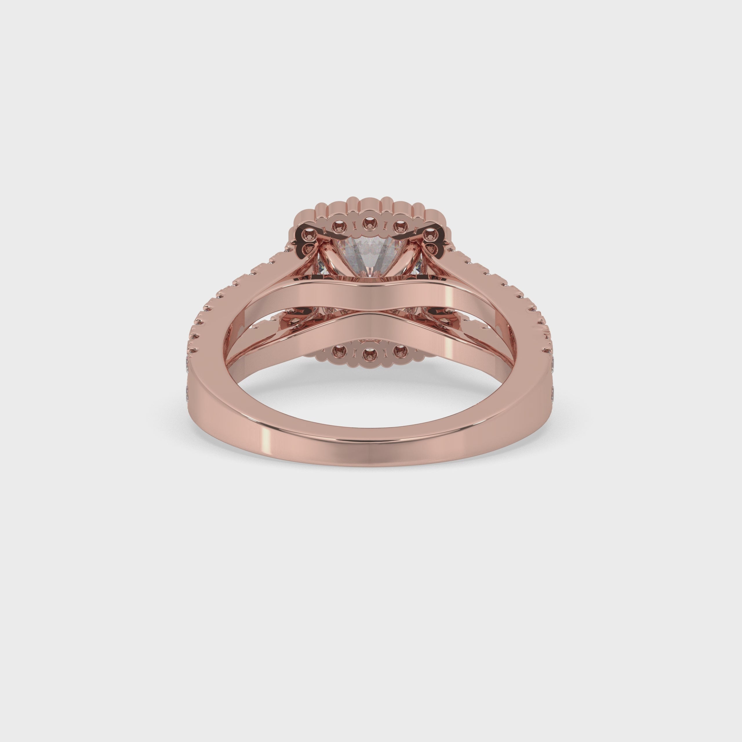 Split Shank Ring With Round Halo Diamond