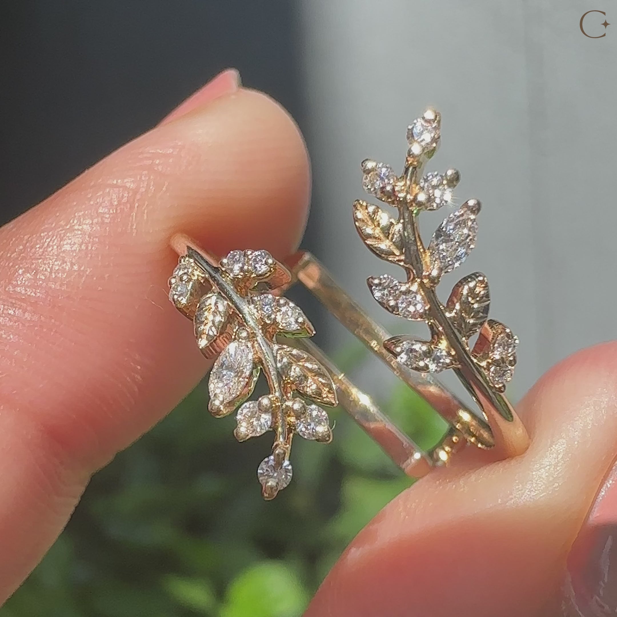 Wrap guard band featuring marquise and round diamonds in yellow gold