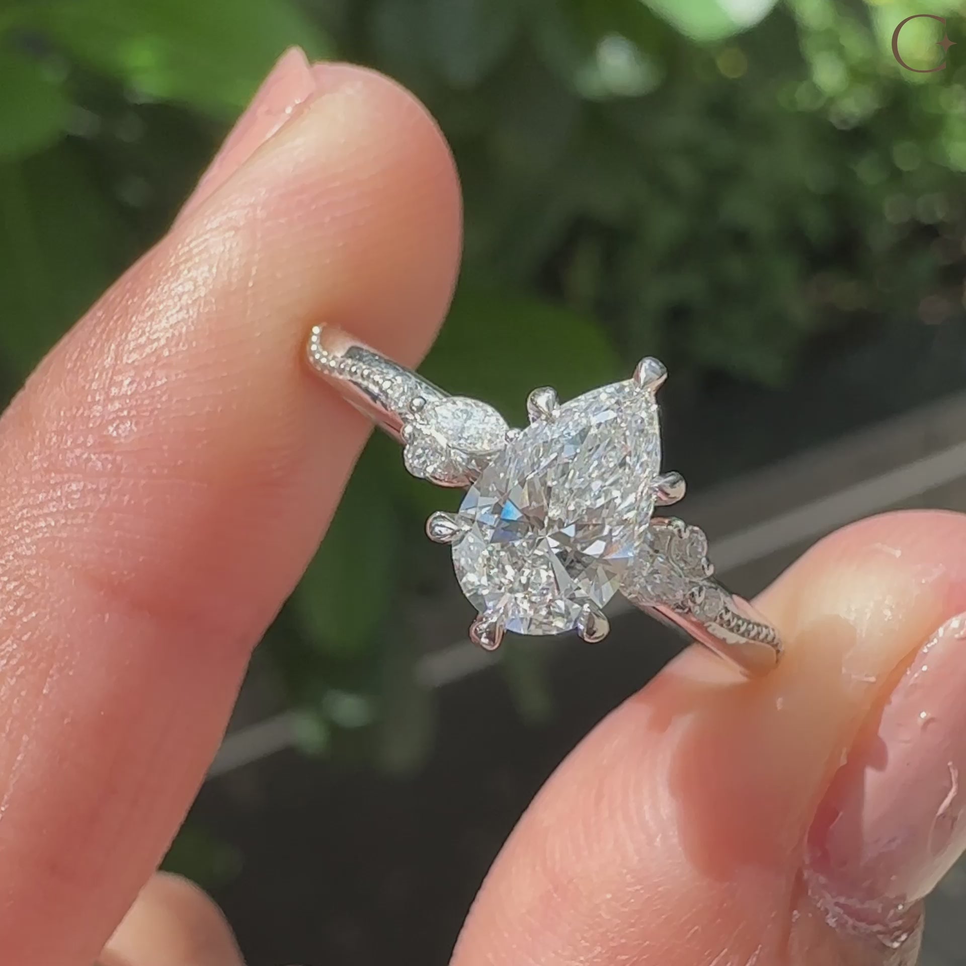 Cluster diamond ring with milgrain engagement ring.
