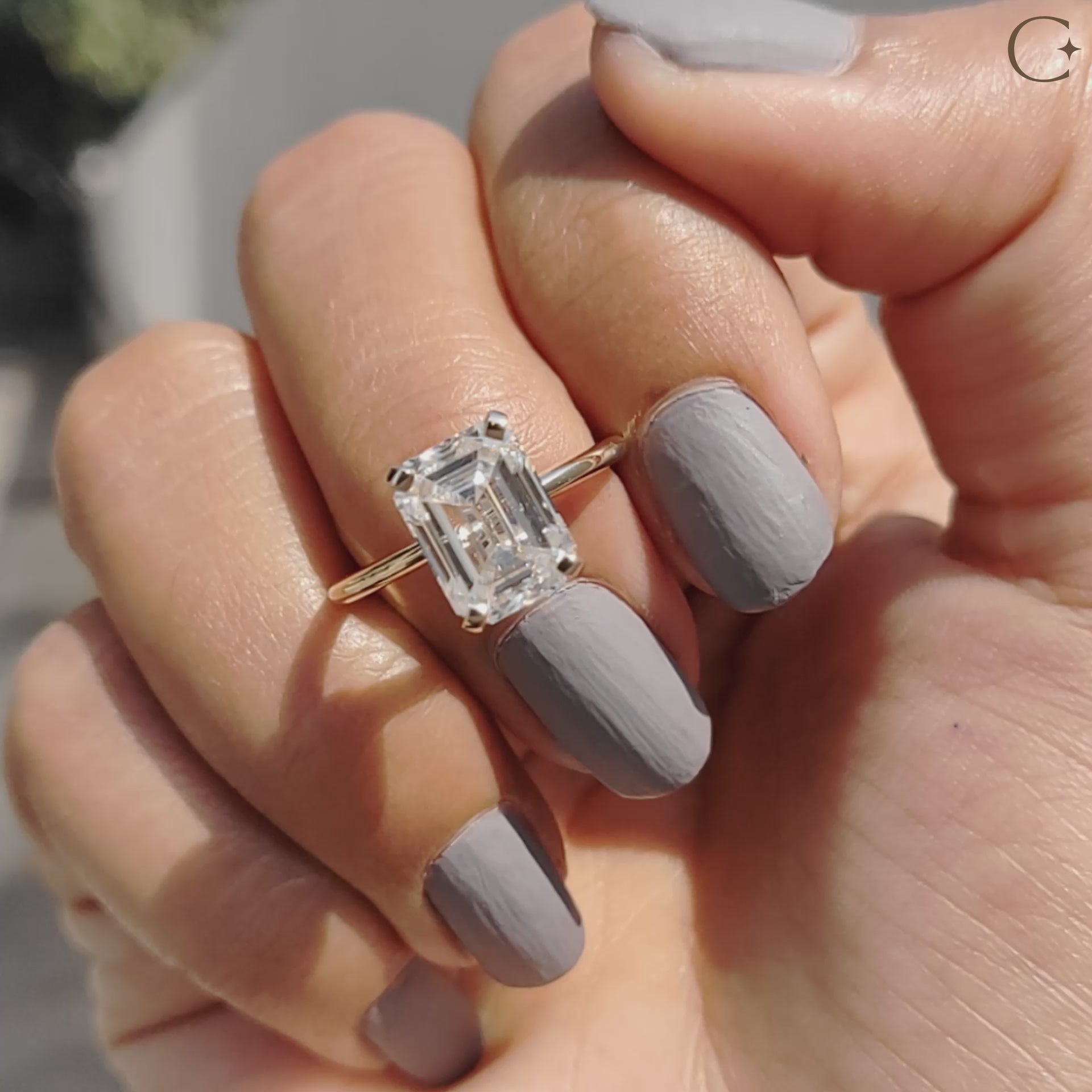 Knife Edge Emerald Cut Solitaire Ring