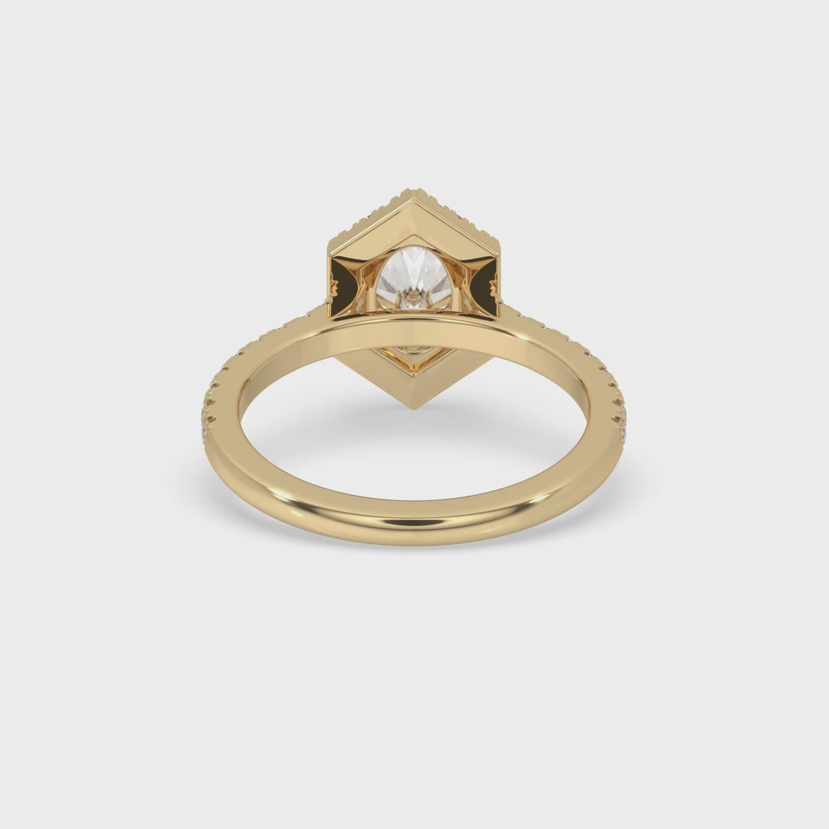 Oval Diamond Ring - Hexagon Halo Style