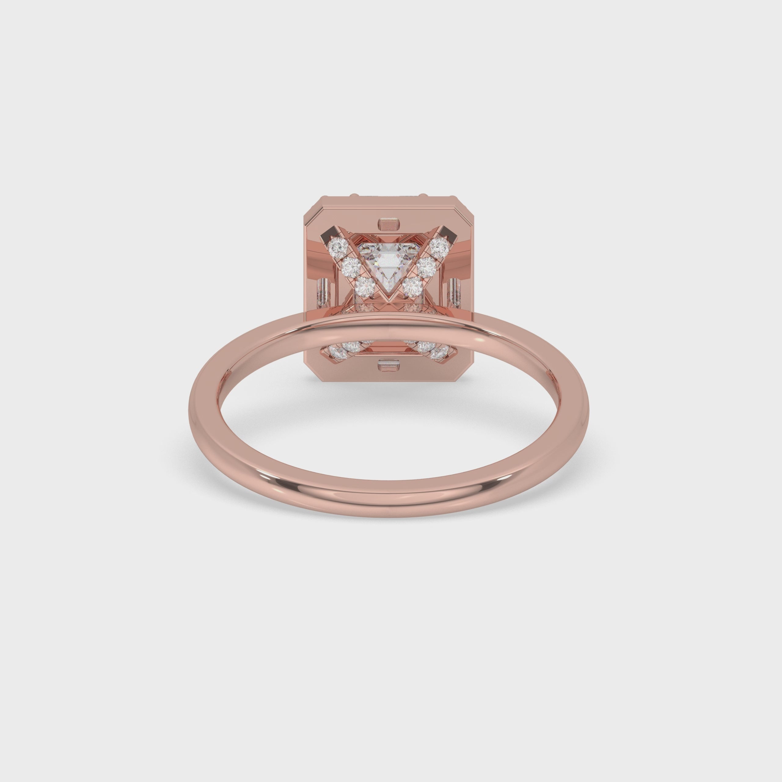 Emerald Cut Diamond Ring - Halo Setting