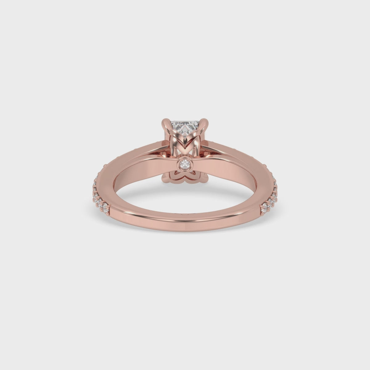 Emerald Cut Diamond Ring - Pave Diamonds