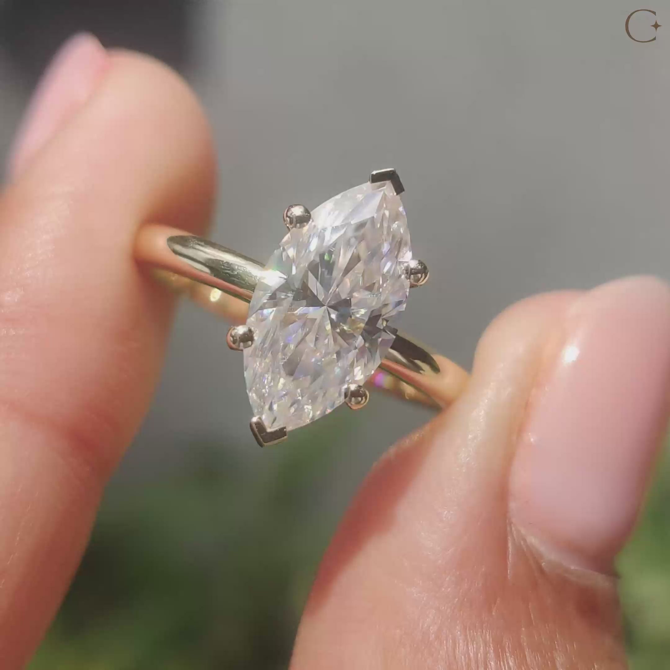 Handmade ring in marquise cut engagement ring.