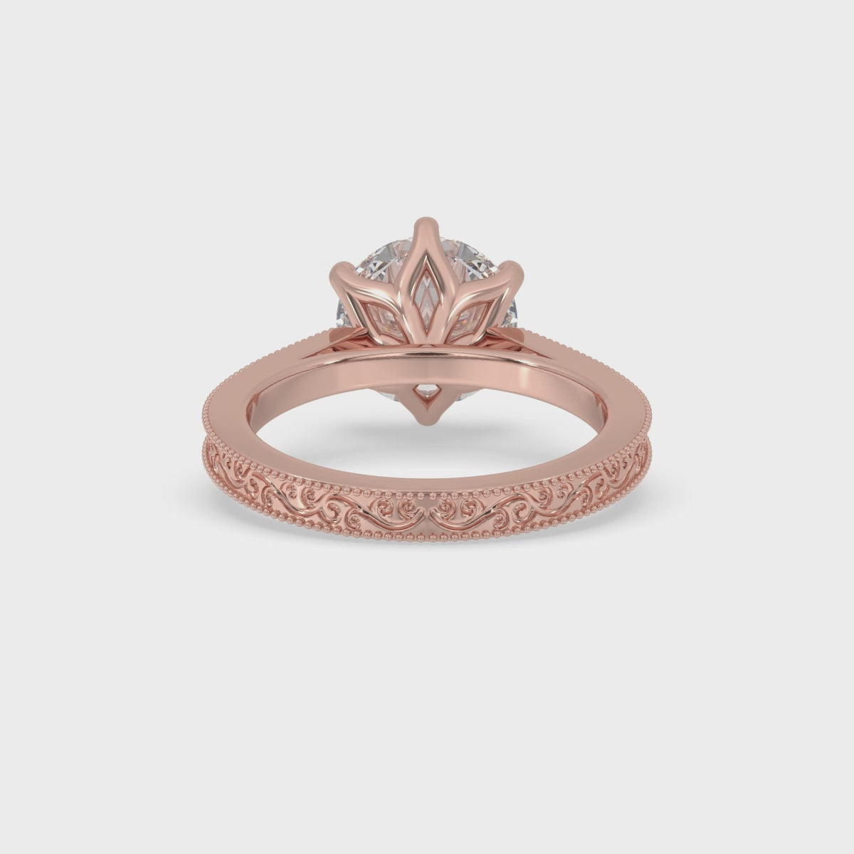 Filigree Engagement Ring with Round Diamond