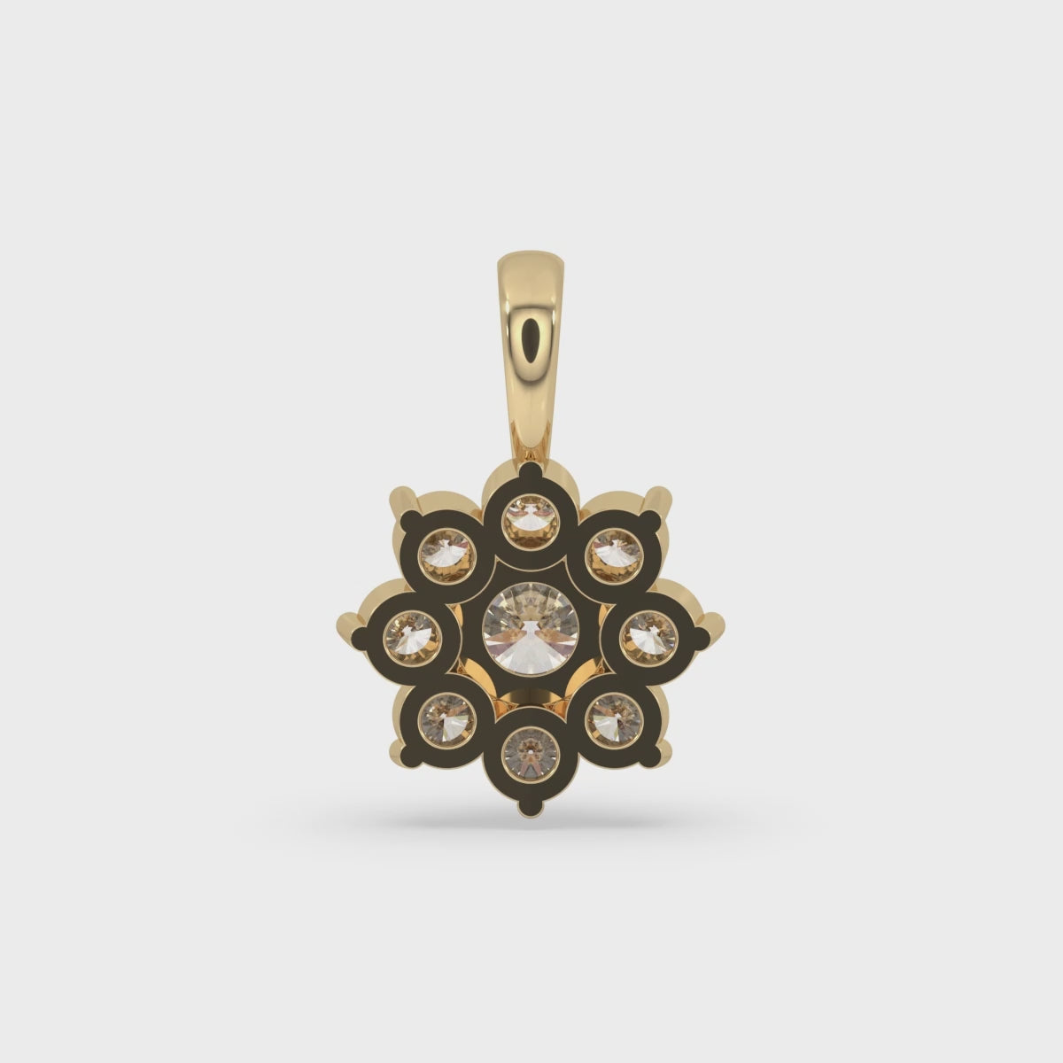 Cluster Halo Yellow Gold Diamond Pendant