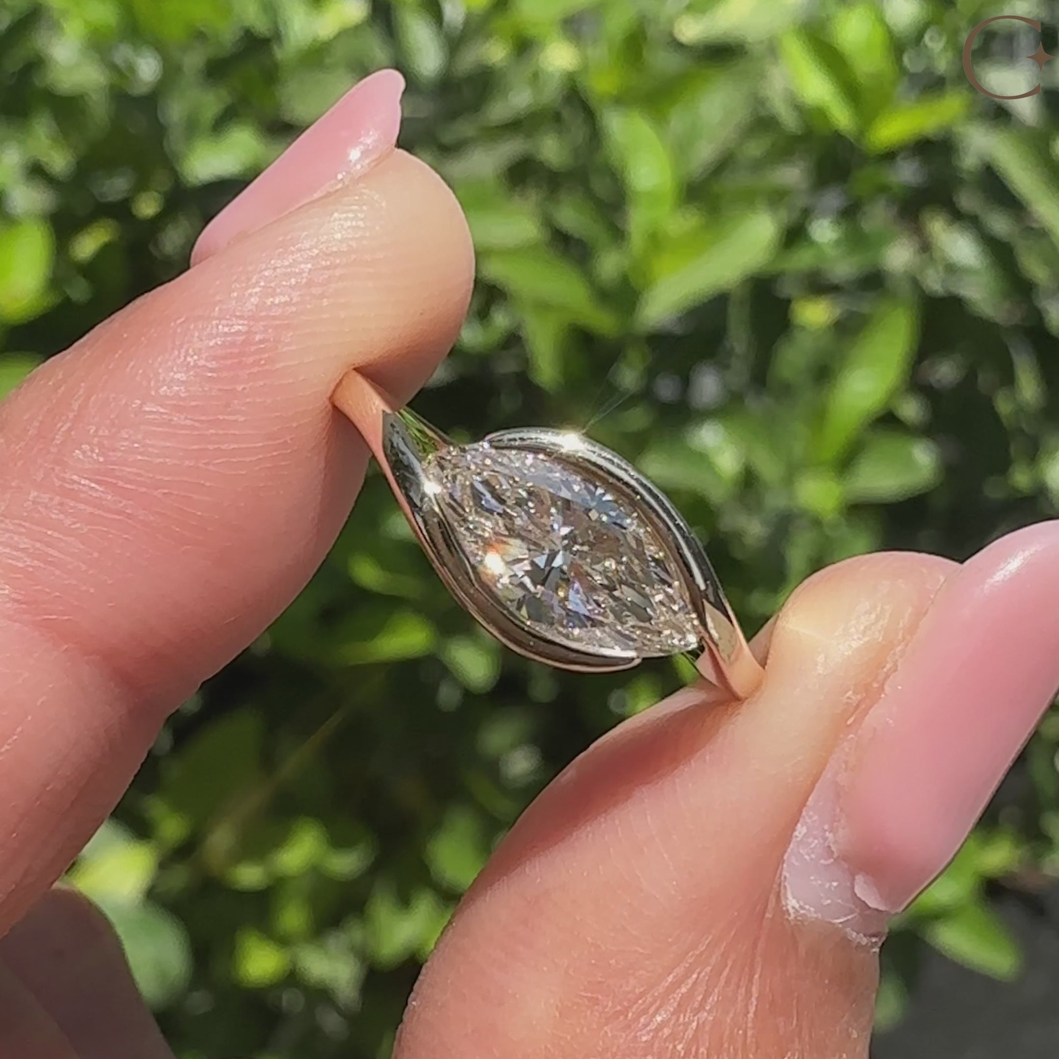 Marquise diamond engagement ring in solitaire style

