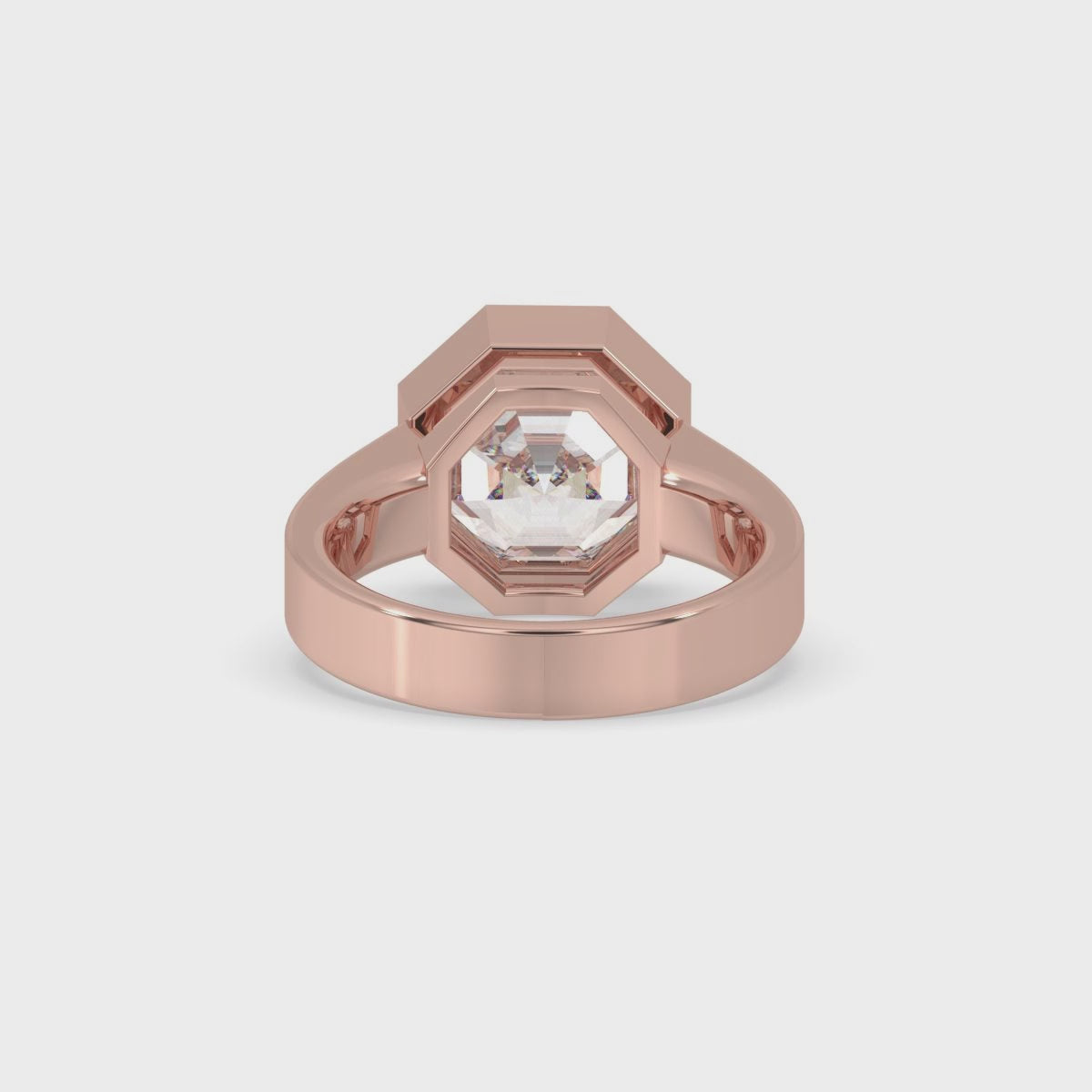 Octagon Diamond Ring In Solitaire Bezel Setting