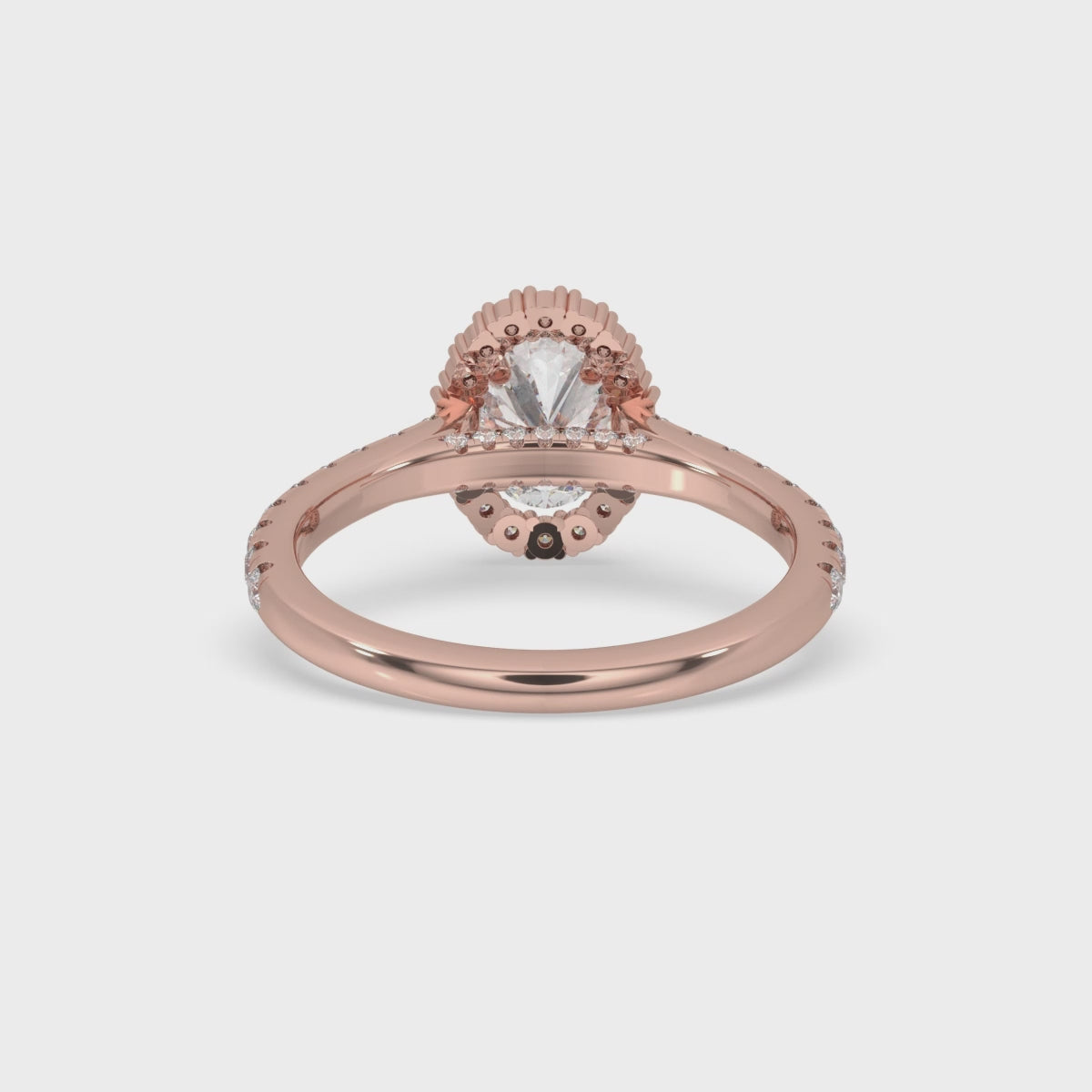 Oval Halo Engagement Ring in Rose Gold