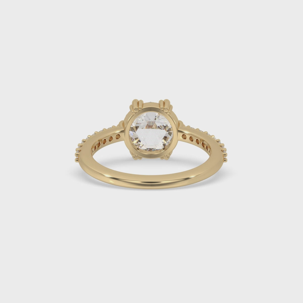 Rose Cut Diamond Ring - pave setting