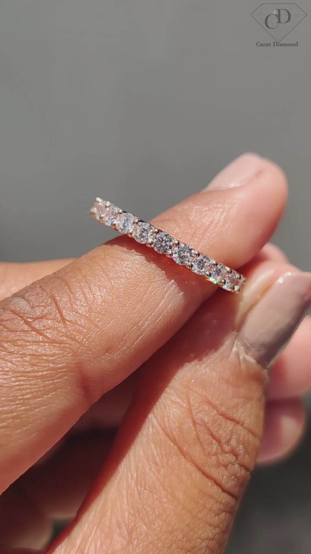 Full eternity wedding band showcasing a continuous row of diamonds.