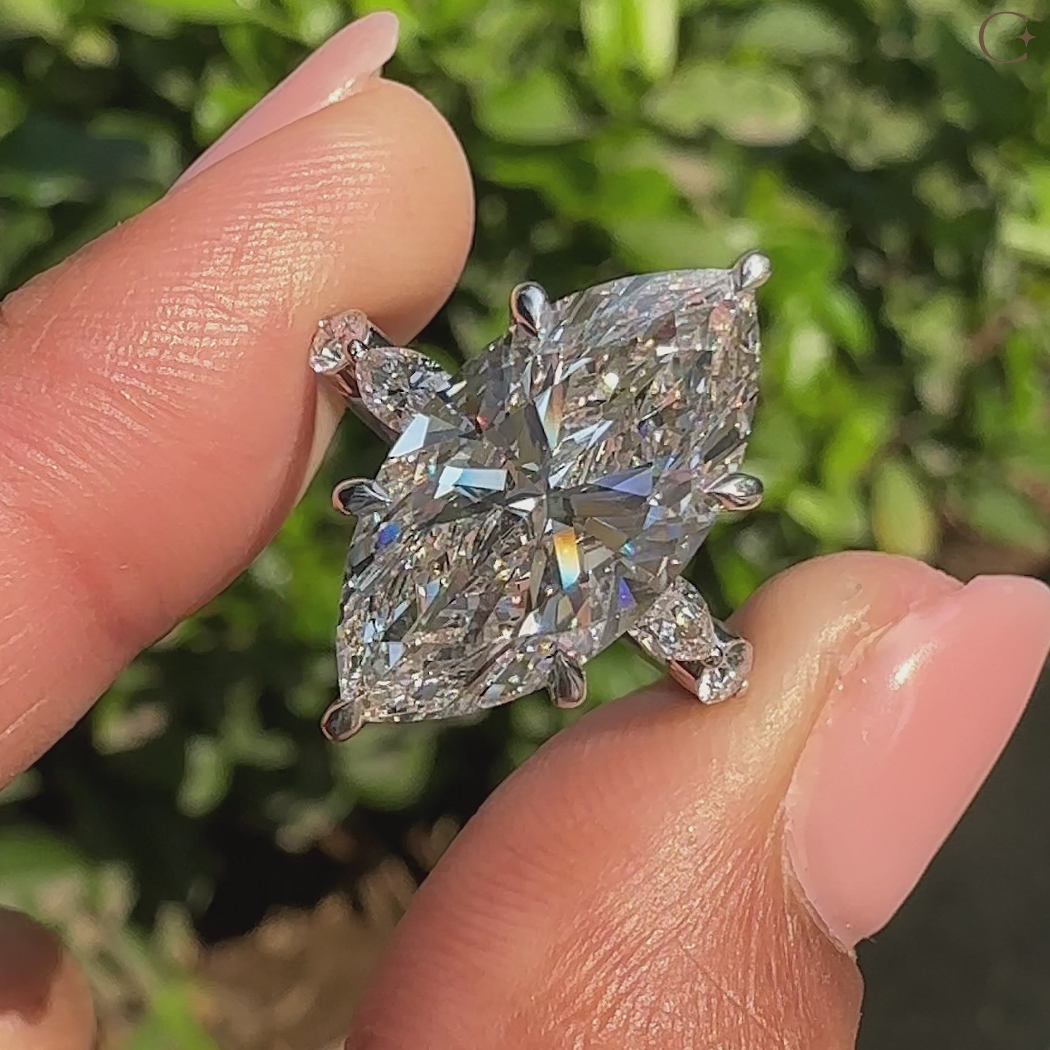 Handmade marquise diamond ring with lab grown diamond
