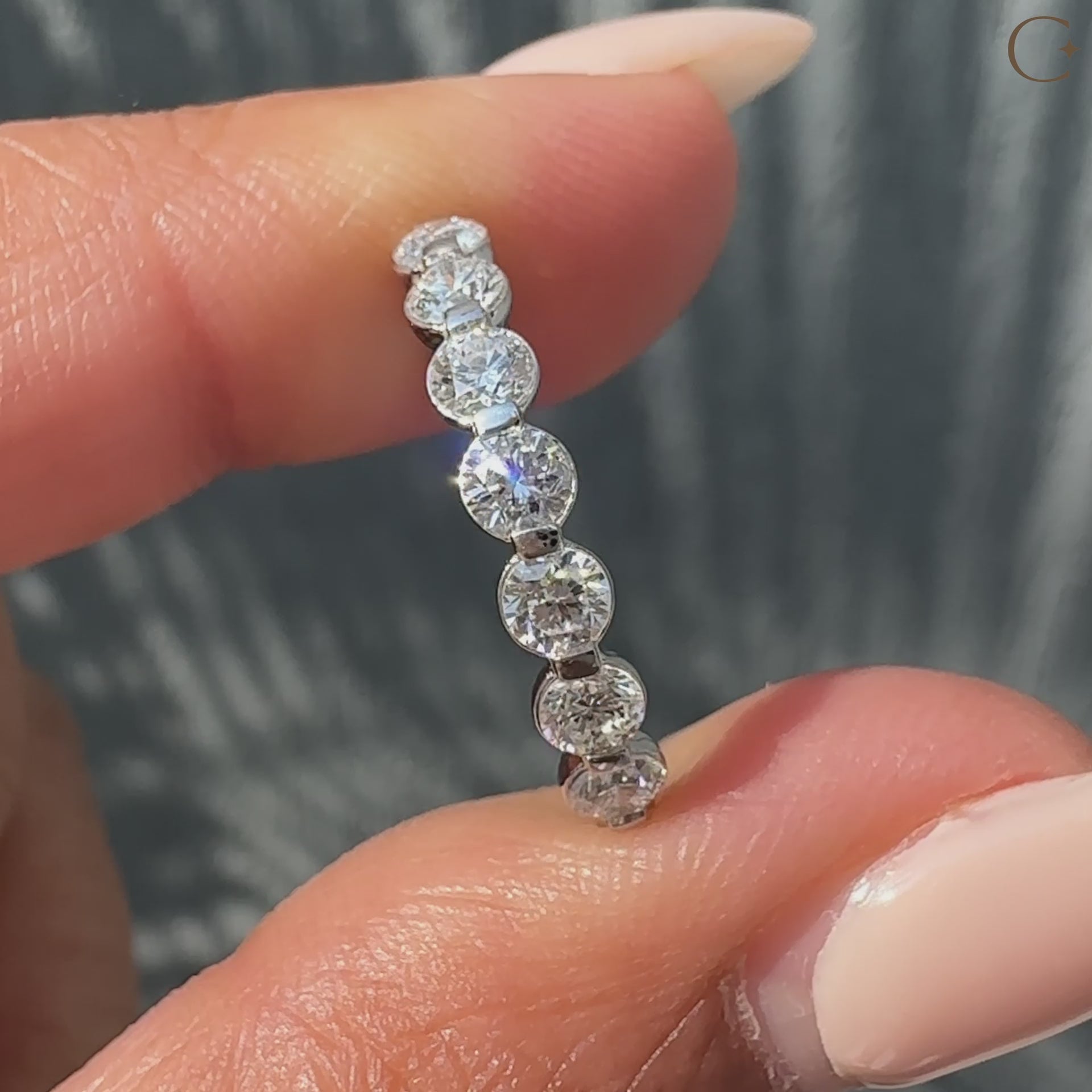 Handmade jewelry featuring a double diamond band.

