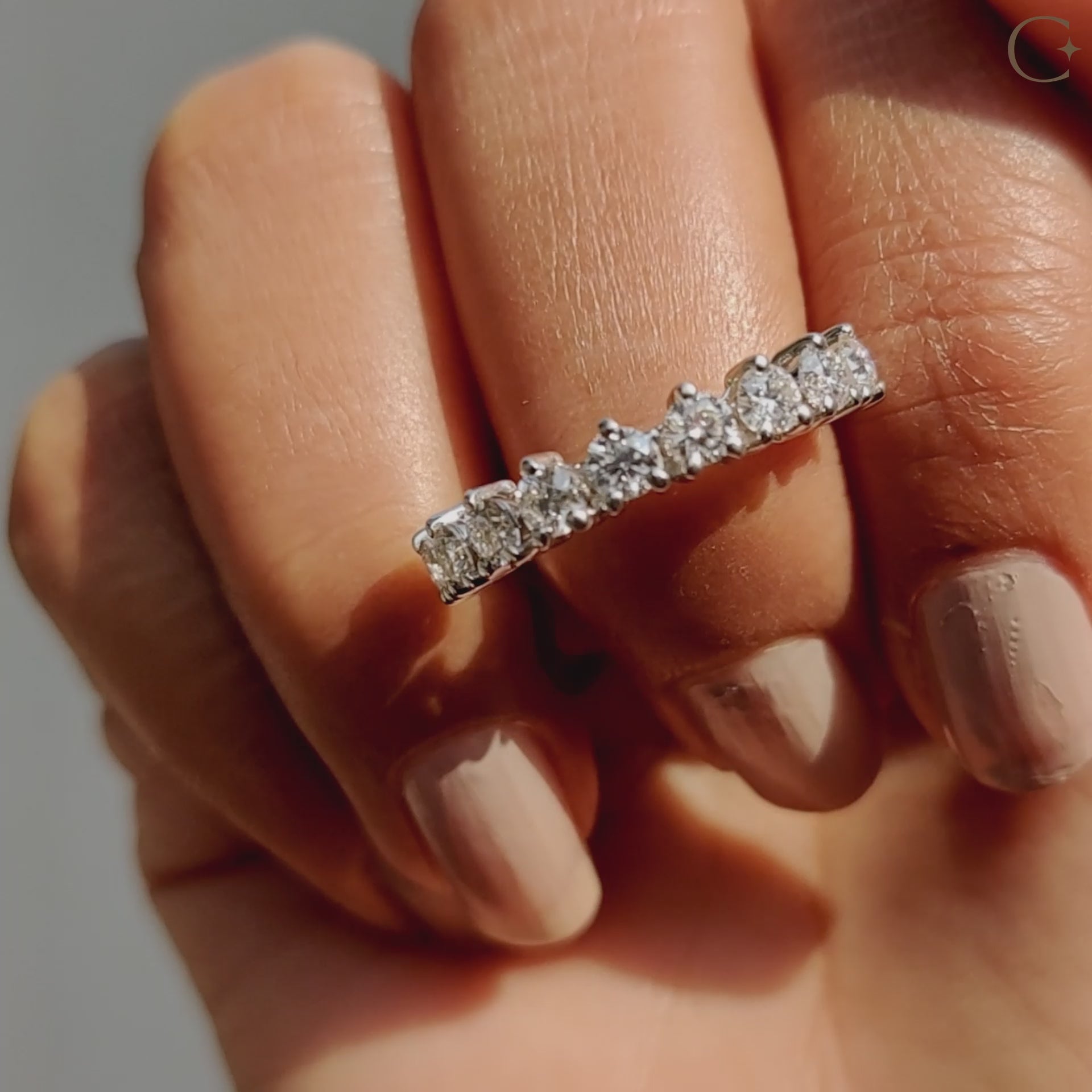 Three prong setting ring designed to securely hold moissanite stones with minimal metal visibility.