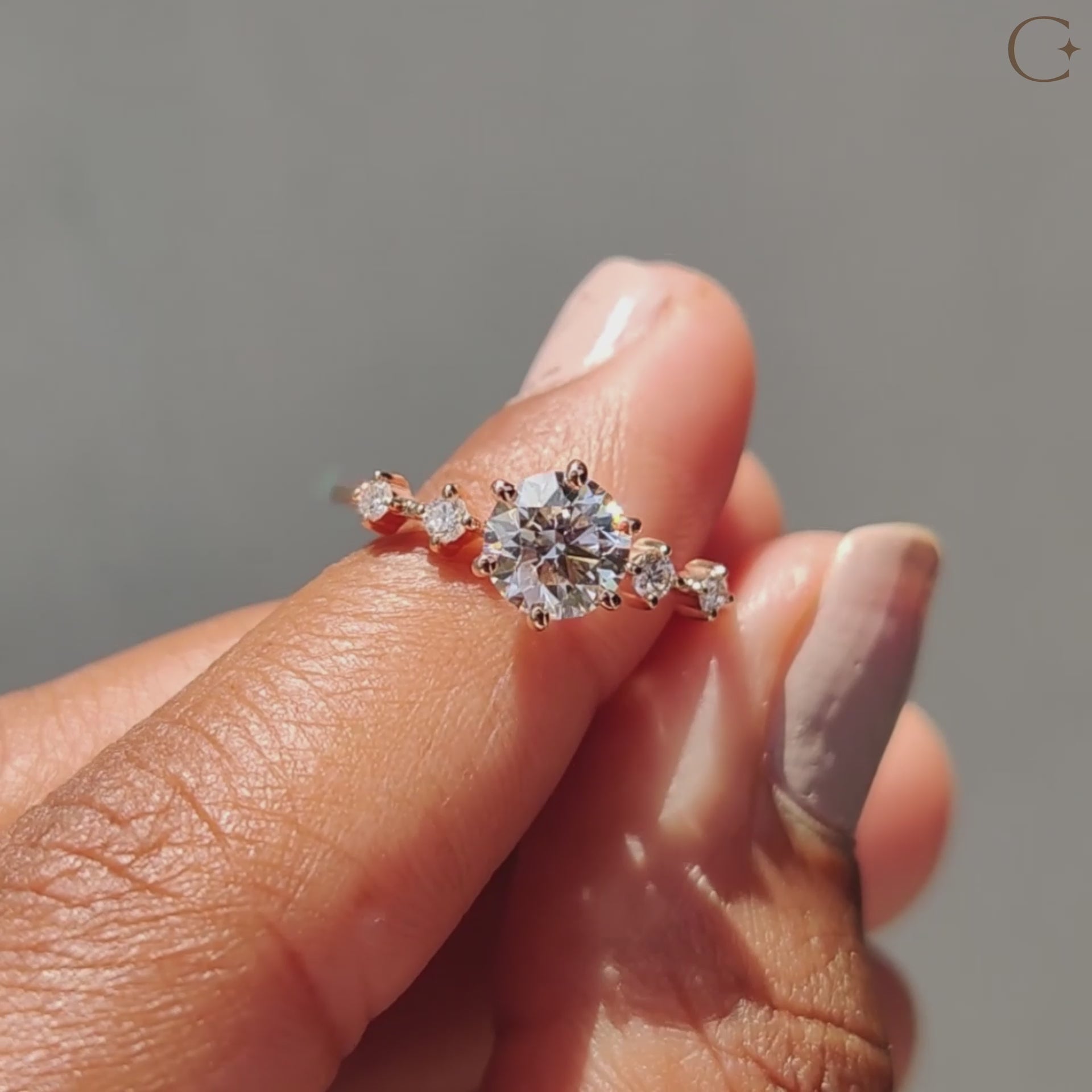 Round cut diamond ring with classic elegance.
