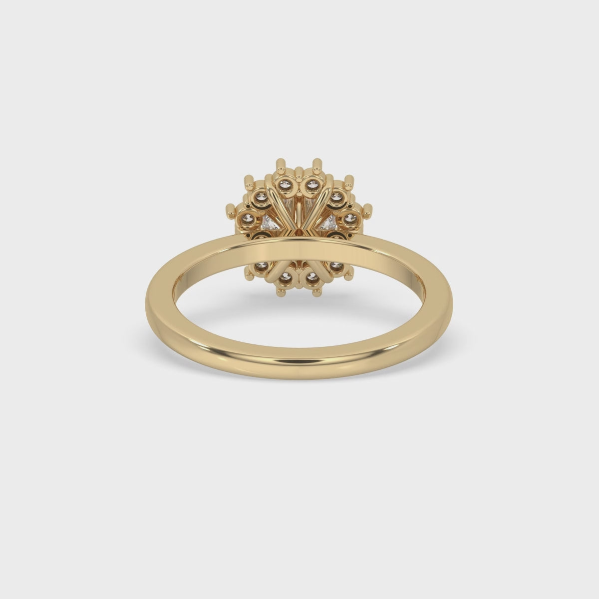 Diamond Cluster Engagement Ring With Prong Setting Charm