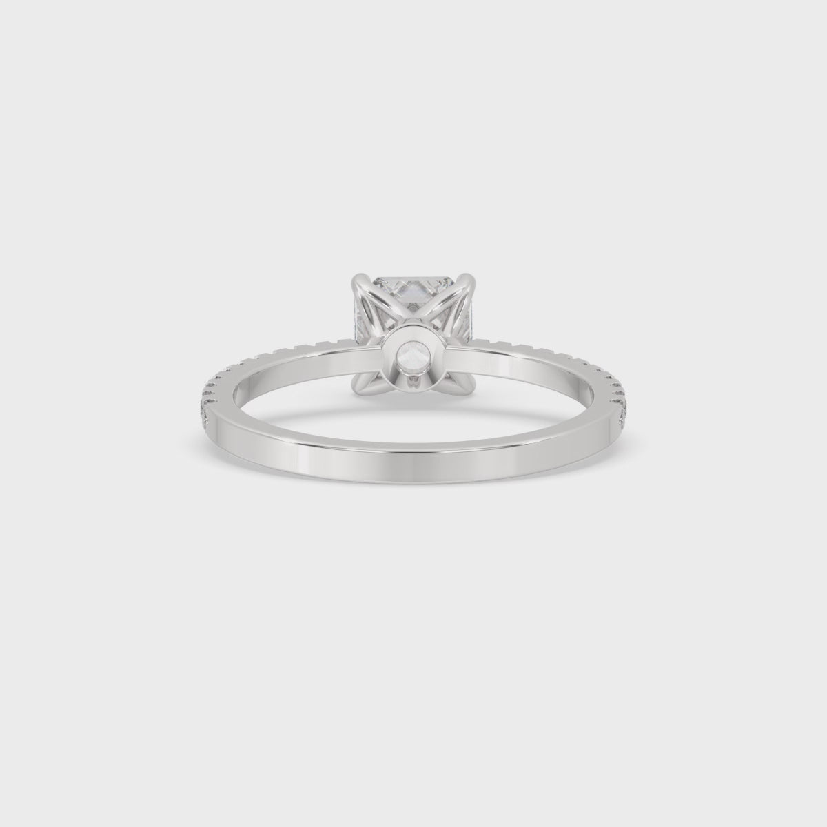Asscher Cut Diamond Ring In White Gold