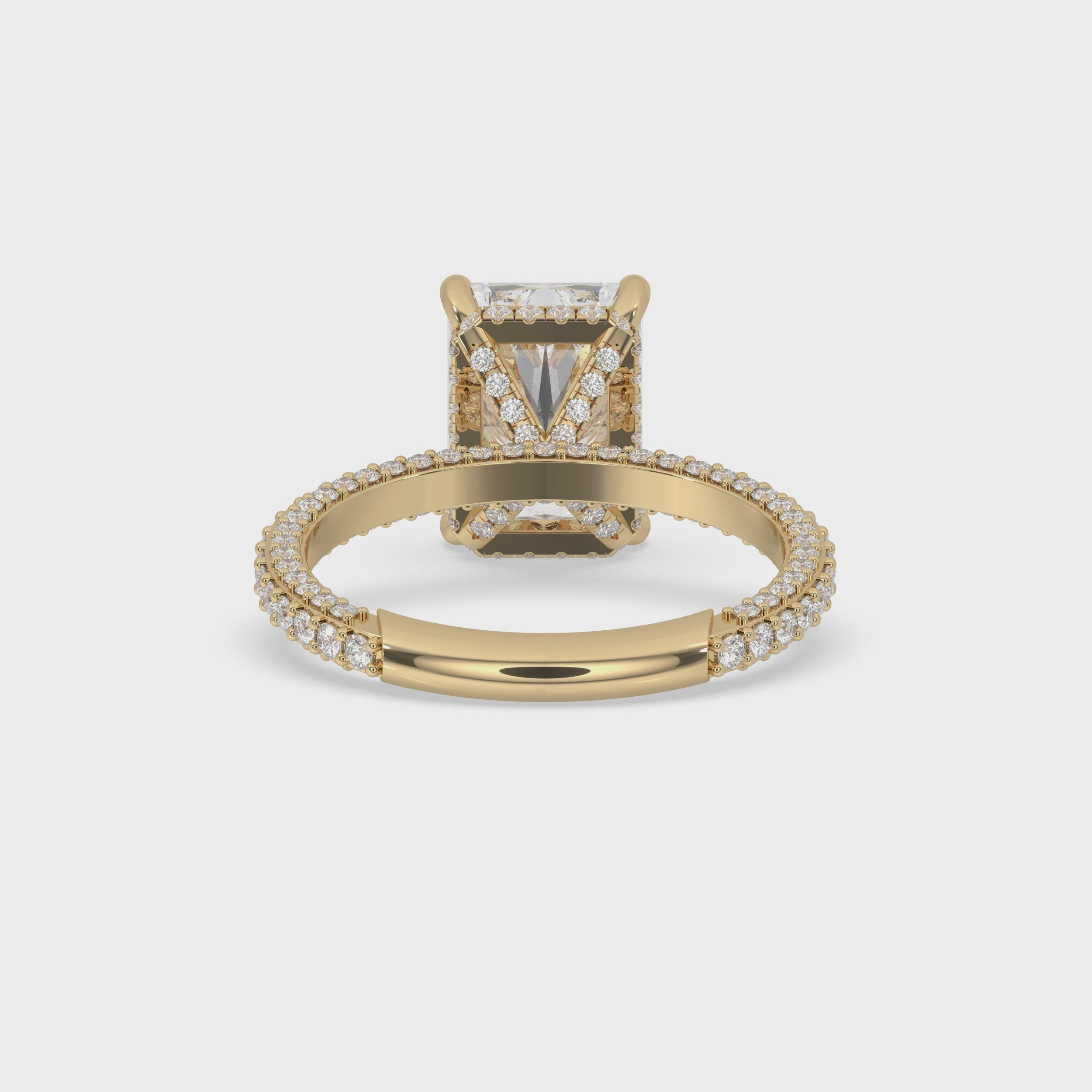 Hidden Halo Engagement Ring with Radiant Cut Style
