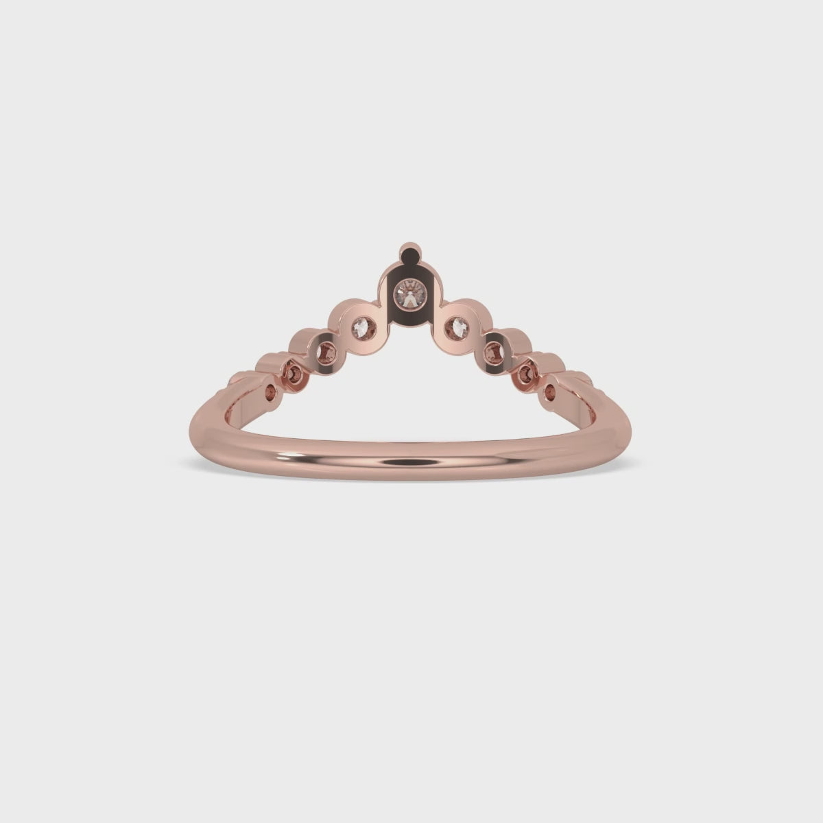 V Shaped Wedding Band - Round Brilliant Cut Diamonds
