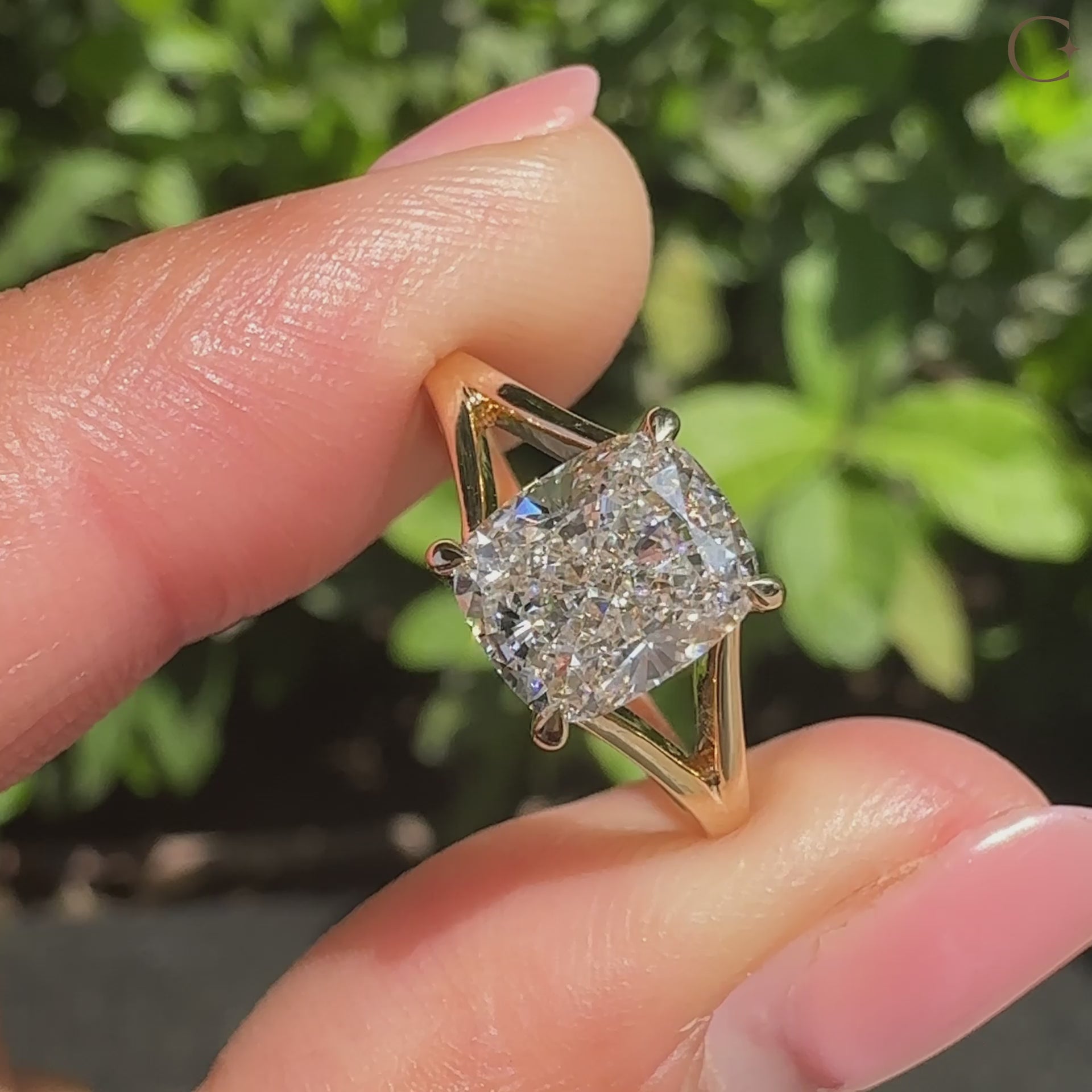 White Gold Elongated Cushion Cut Diamond Ring