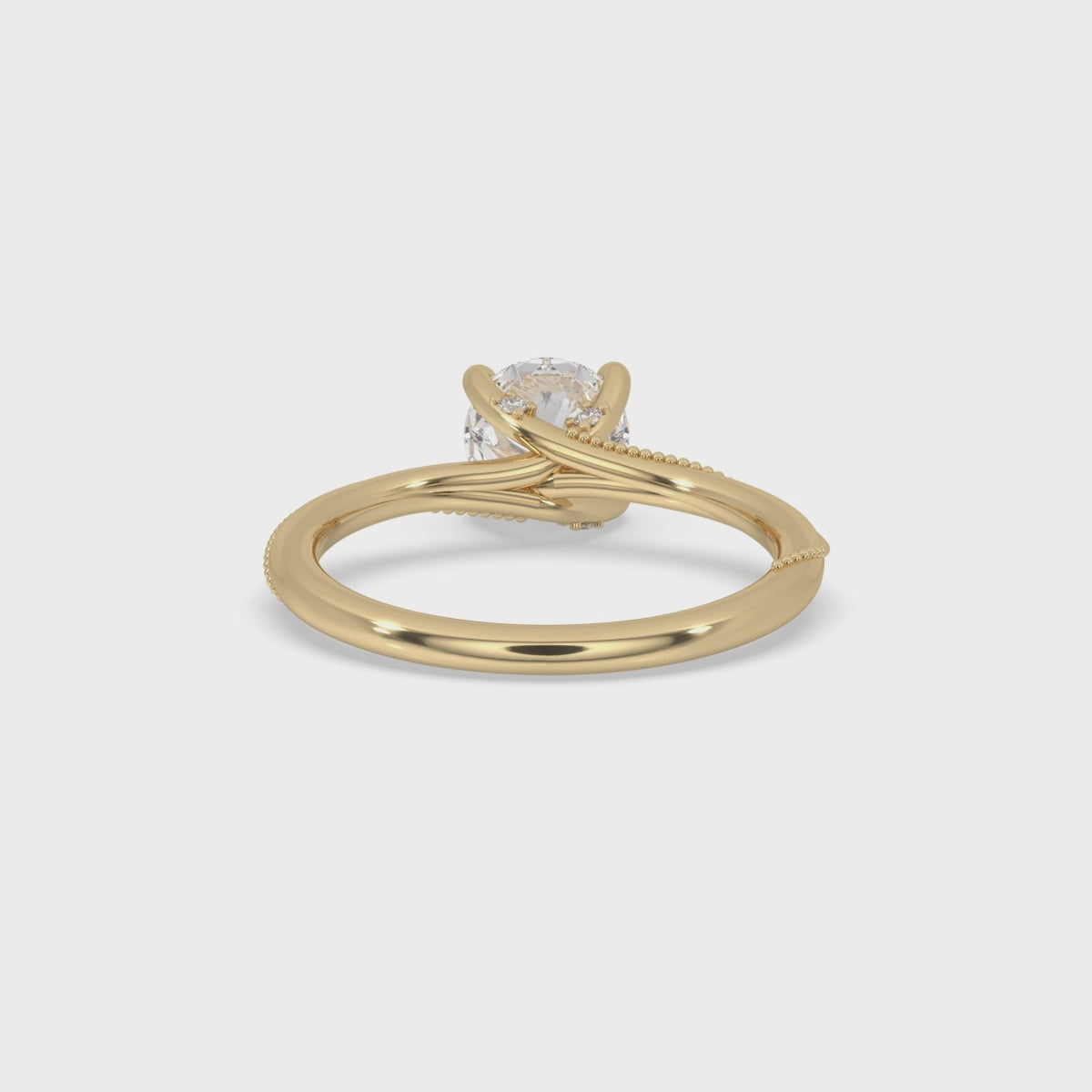 Round Cut Twisted Prong Milgrain Setting Ring
