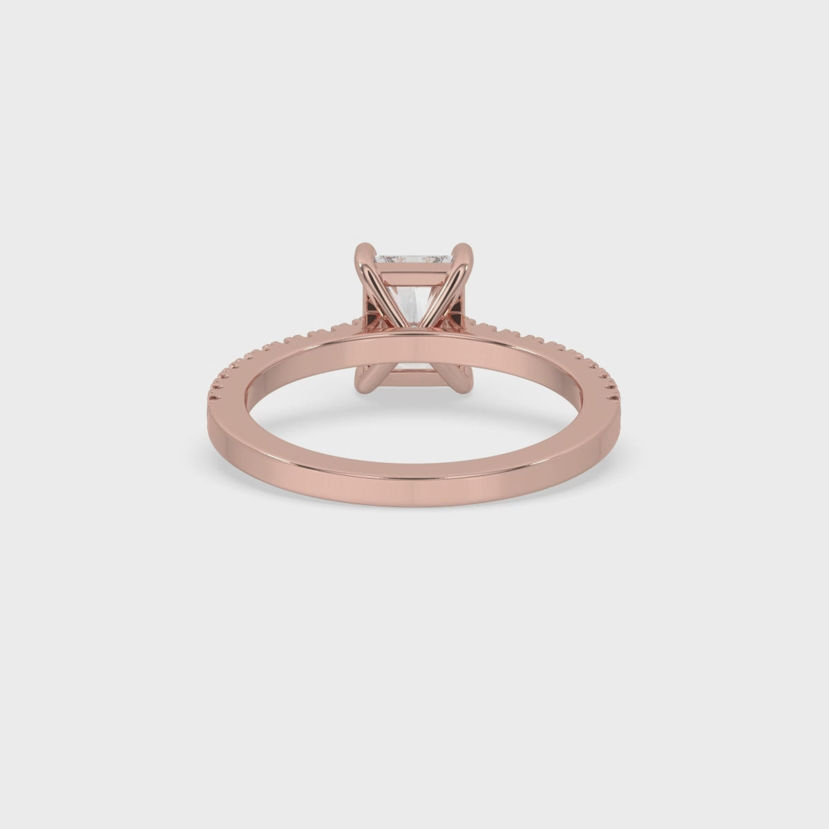 Radiant Engagement Ring With Pave Diamonds