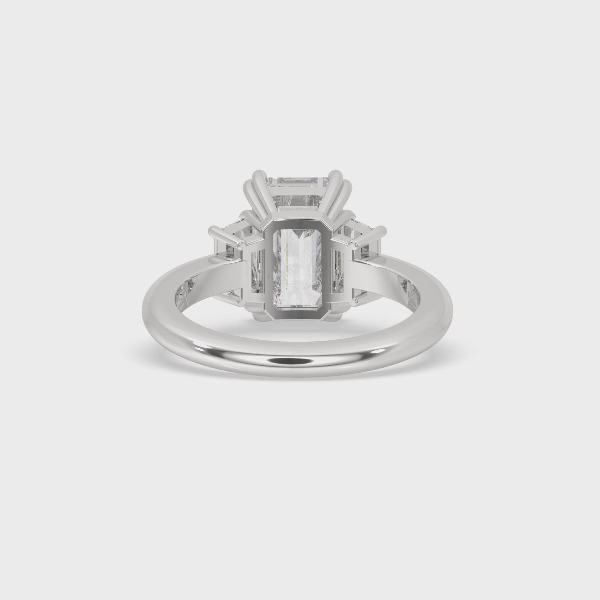 Three Stone Engagement Ring with Emerald Diamonds