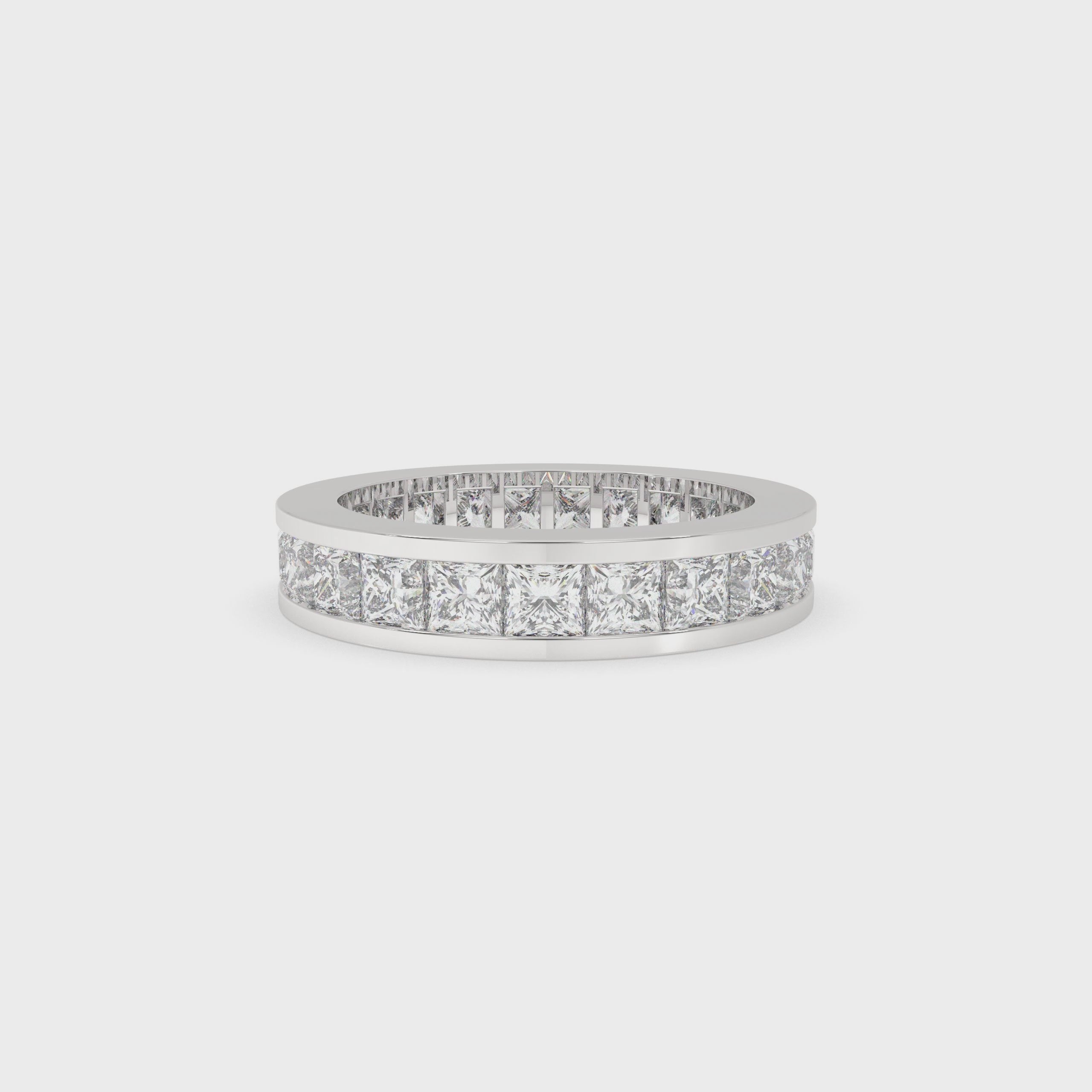 Channel Set Wedding Band - Princess Cut Diamond