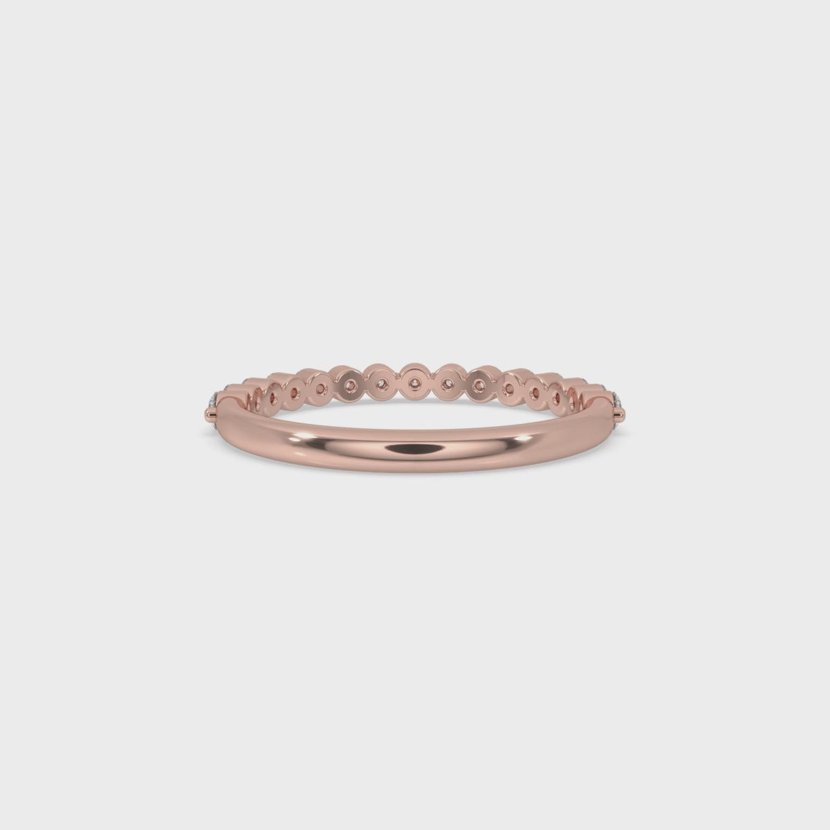 Round Cut Diamond With Rose Gold Wedding Band