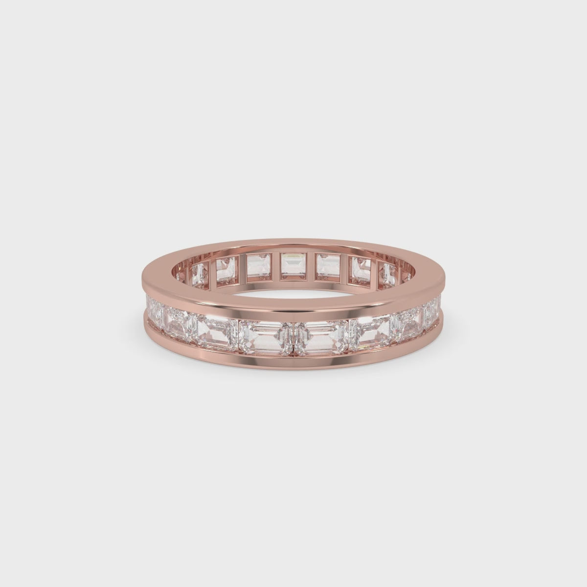 Emerald Cut Diamond Band – East West Setting
