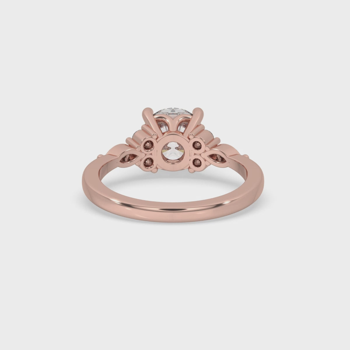 Round Diamond With 4 Round Side Stones Ring