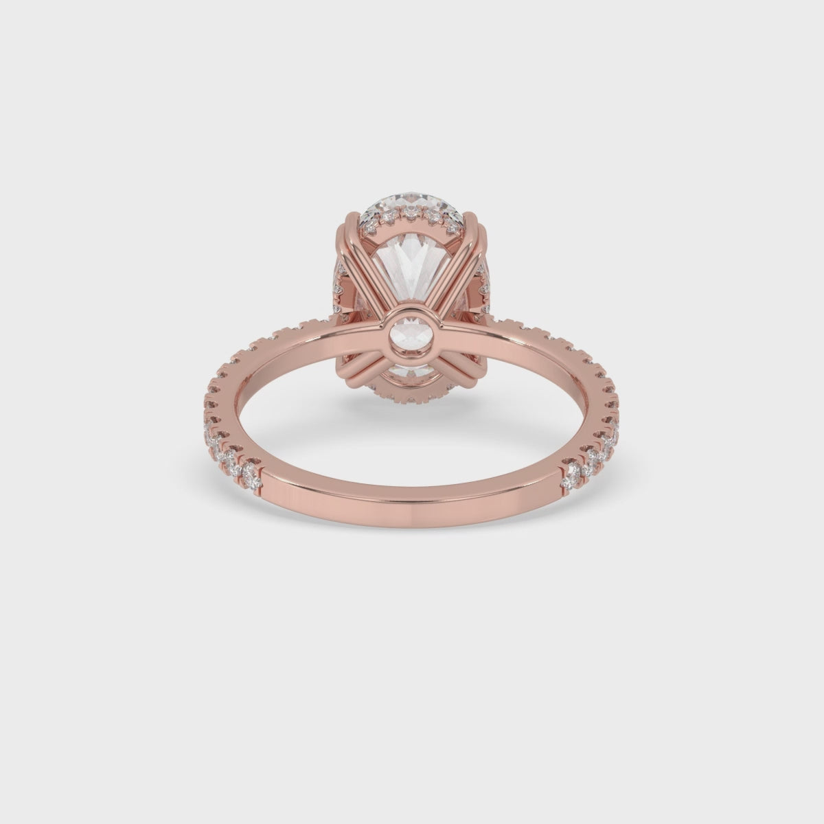 Oval Hidden Halo Engagement Ring With Pave Style