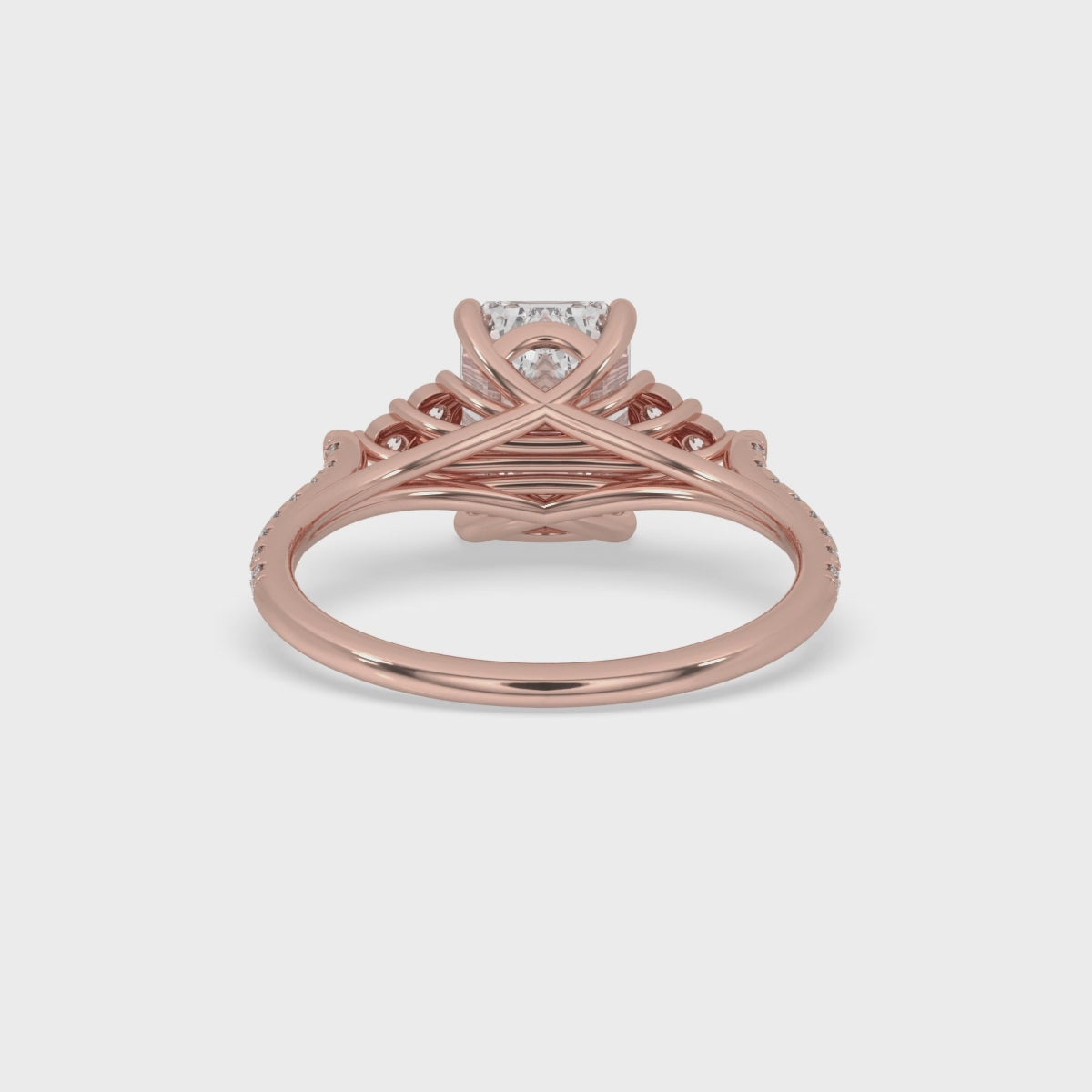 Emerald Cut Engagement Ring with Sparkling Micro Pave