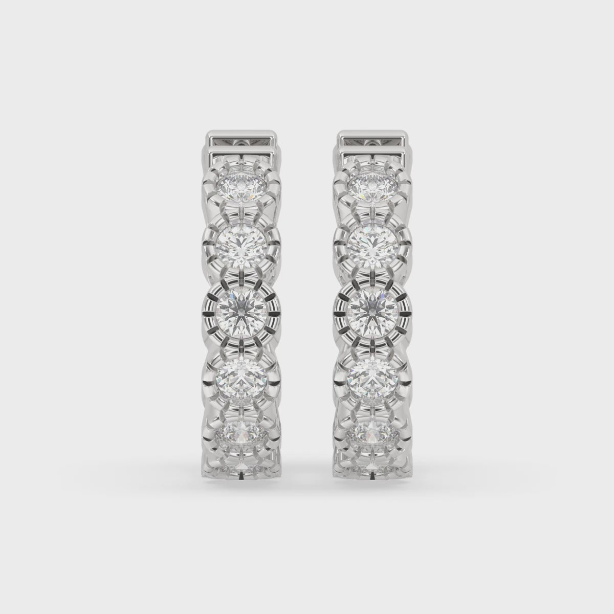 Diamond Hoop Earrings With Round Diamond