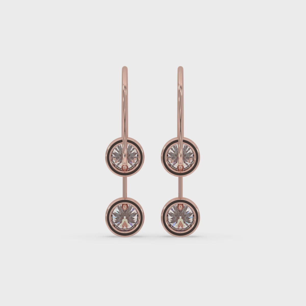 Round Diamond Earrings Featuring Rose Gold