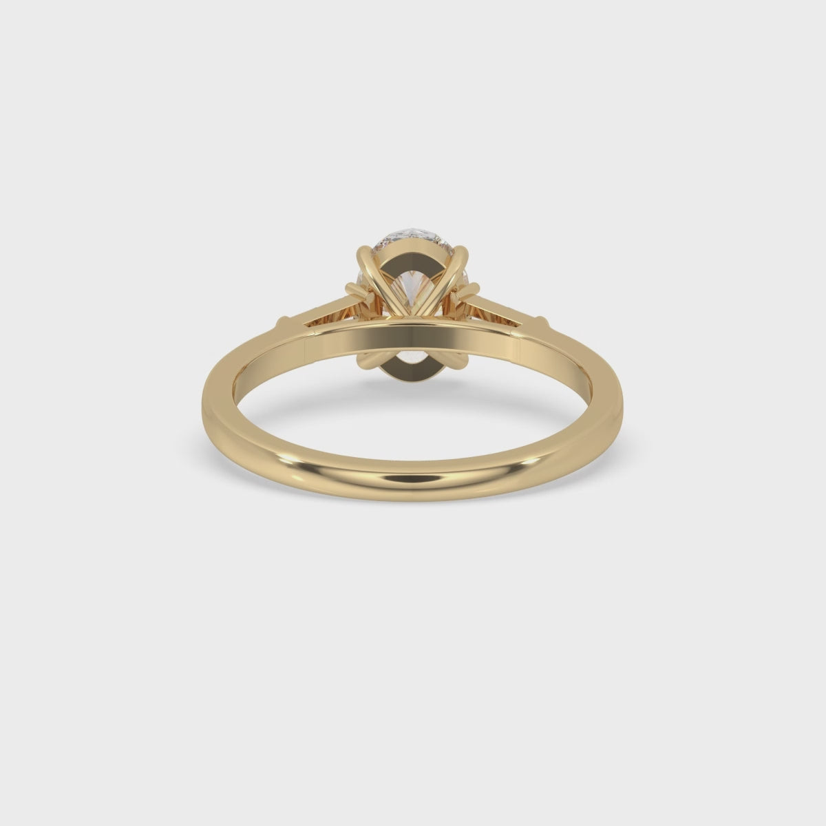 Oval Cut Diamond Ring - 2 Side Stone Tapered Baguette